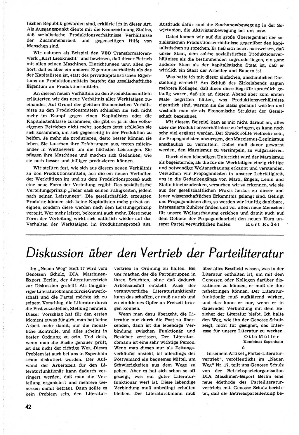Neuer Weg (NW), Organ des Zentralkomitees (ZK) [Sozialistische Einheitspartei Deutschlands (SED)] für alle Parteiarbeiter, 8. Jahrgang [Deutsche Demokratische Republik (DDR)] 1953, Heft 21/42 (NW ZK SED DDR 1953, H. 21/42)