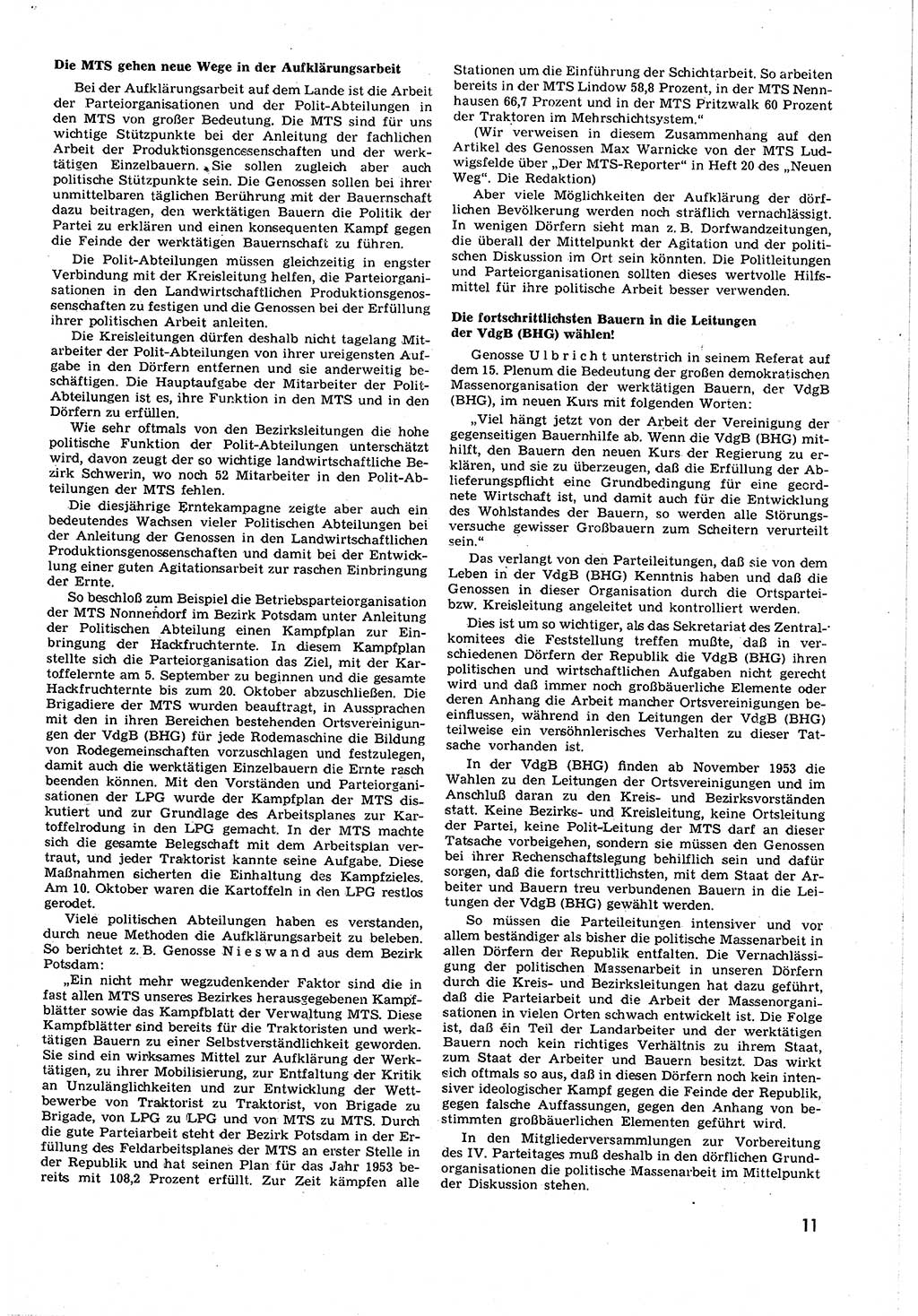 Neuer Weg (NW), Organ des Zentralkomitees (ZK) [Sozialistische Einheitspartei Deutschlands (SED)] für alle Parteiarbeiter, 8. Jahrgang [Deutsche Demokratische Republik (DDR)] 1953, Heft 22/11 (NW ZK SED DDR 1953, H. 22/11)