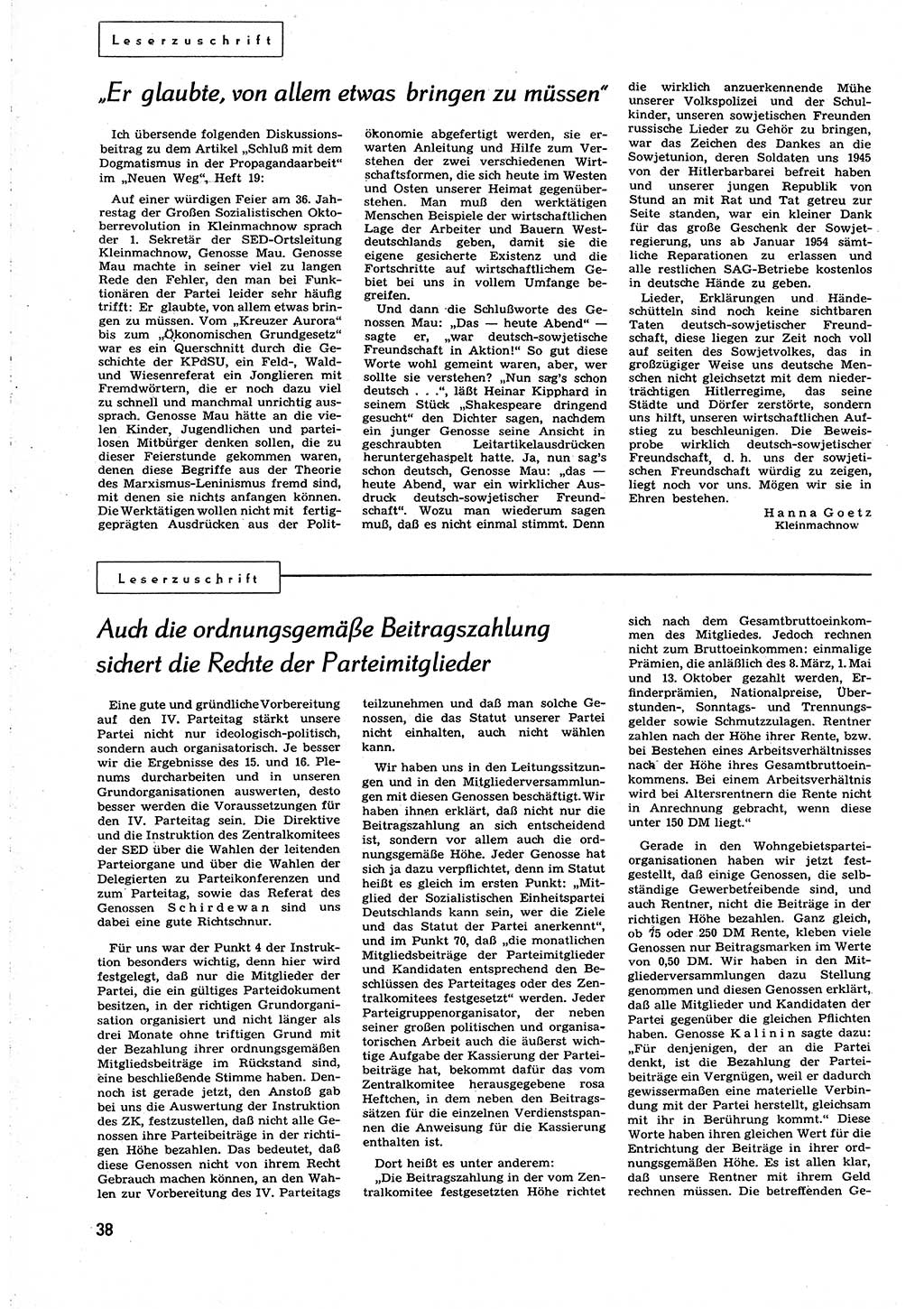 Neuer Weg (NW), Organ des Zentralkomitees (ZK) [Sozialistische Einheitspartei Deutschlands (SED)] für alle Parteiarbeiter, 8. Jahrgang [Deutsche Demokratische Republik (DDR)] 1953, Heft 22/38 (NW ZK SED DDR 1953, H. 22/38)
