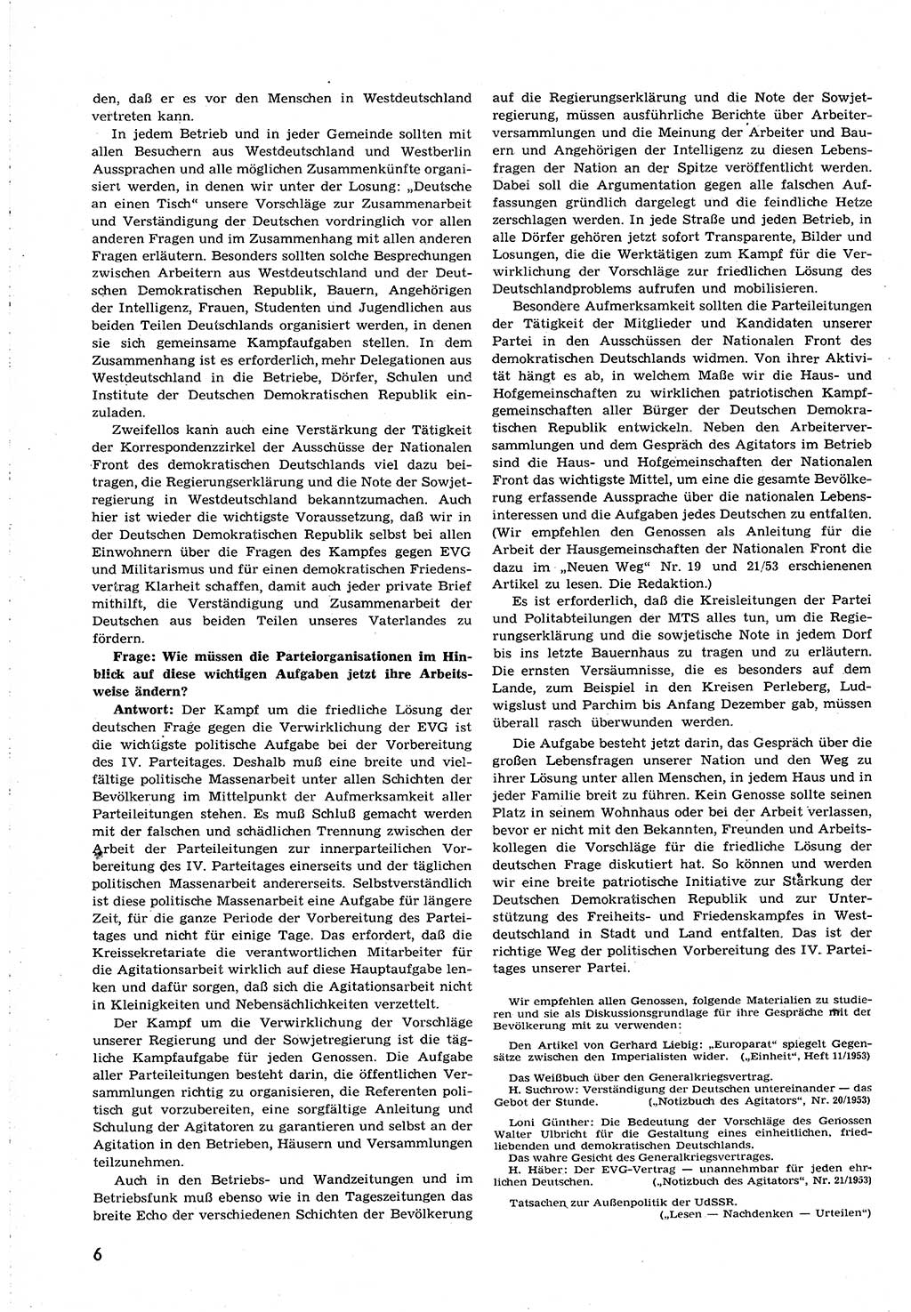 Neuer Weg (NW), Organ des Zentralkomitees (ZK) [Sozialistische Einheitspartei Deutschlands (SED)] für alle Parteiarbeiter, 8. Jahrgang [Deutsche Demokratische Republik (DDR)] 1953, Heft 23/6 (NW ZK SED DDR 1953, H. 23/6)