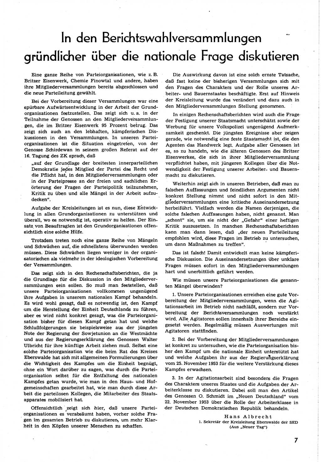 Neuer Weg (NW), Organ des Zentralkomitees (ZK) [Sozialistische Einheitspartei Deutschlands (SED)] für alle Parteiarbeiter, 8. Jahrgang [Deutsche Demokratische Republik (DDR)] 1953, Heft 23/7 (NW ZK SED DDR 1953, H. 23/7)