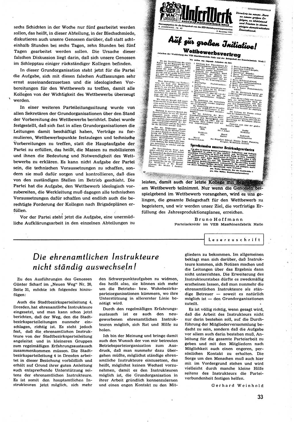 Neuer Weg (NW), Organ des Zentralkomitees (ZK) [Sozialistische Einheitspartei Deutschlands (SED)] für alle Parteiarbeiter, 8. Jahrgang [Deutsche Demokratische Republik (DDR)] 1953, Heft 23/33 (NW ZK SED DDR 1953, H. 23/33)