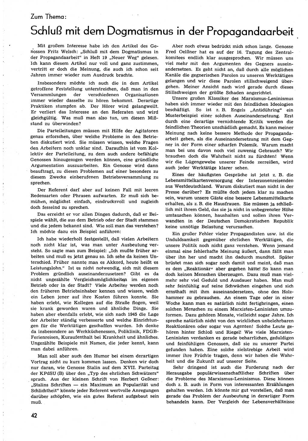 Neuer Weg (NW), Organ des Zentralkomitees (ZK) [Sozialistische Einheitspartei Deutschlands (SED)] für alle Parteiarbeiter, 8. Jahrgang [Deutsche Demokratische Republik (DDR)] 1953, Heft 23/42 (NW ZK SED DDR 1953, H. 23/42)