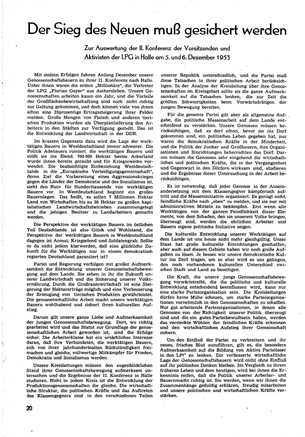 Neuer Weg (NW), Organ des Zentralkomitees (ZK) [Sozialistische Einheitspartei Deutschlands (SED)] für alle Parteiarbeiter, 8. Jahrgang [Deutsche Demokratische Republik (DDR)] 1953, Heft 24/20 (NW ZK SED DDR 1953, H. 24/20)