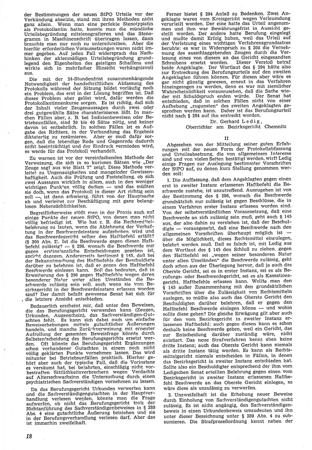 Neue Justiz (NJ), Zeitschrift für Recht und Rechtswissenschaft [Deutsche Demokratische Republik (DDR)], 7. Jahrgang 1953, Seite 18 (NJ DDR 1953, S. 18)