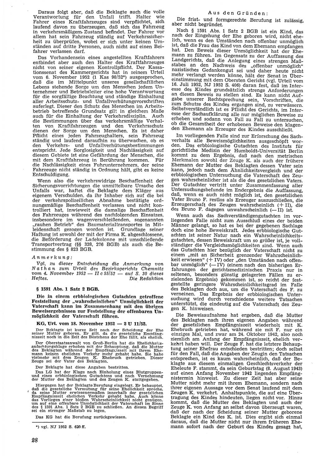 Neue Justiz (NJ), Zeitschrift für Recht und Rechtswissenschaft [Deutsche Demokratische Republik (DDR)], 7. Jahrgang 1953, Seite 28 (NJ DDR 1953, S. 28)
