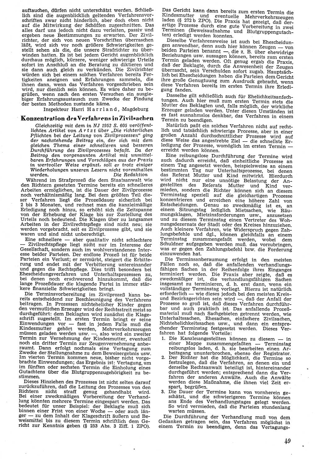 Neue Justiz (NJ), Zeitschrift für Recht und Rechtswissenschaft [Deutsche Demokratische Republik (DDR)], 7. Jahrgang 1953, Seite 49 (NJ DDR 1953, S. 49)