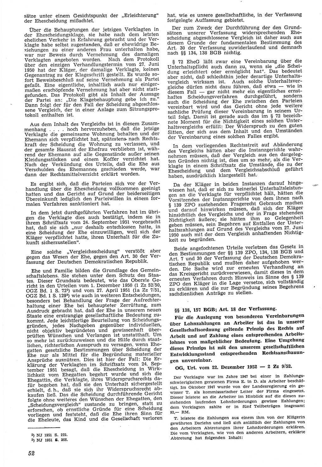 Neue Justiz (NJ), Zeitschrift für Recht und Rechtswissenschaft [Deutsche Demokratische Republik (DDR)], 7. Jahrgang 1953, Seite 52 (NJ DDR 1953, S. 52)