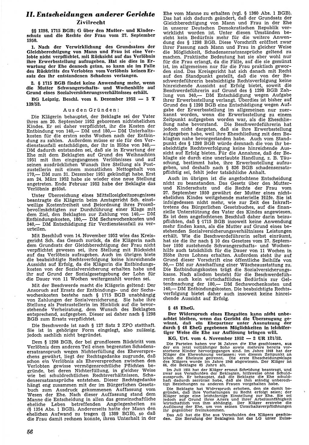 Neue Justiz (NJ), Zeitschrift für Recht und Rechtswissenschaft [Deutsche Demokratische Republik (DDR)], 7. Jahrgang 1953, Seite 56 (NJ DDR 1953, S. 56)