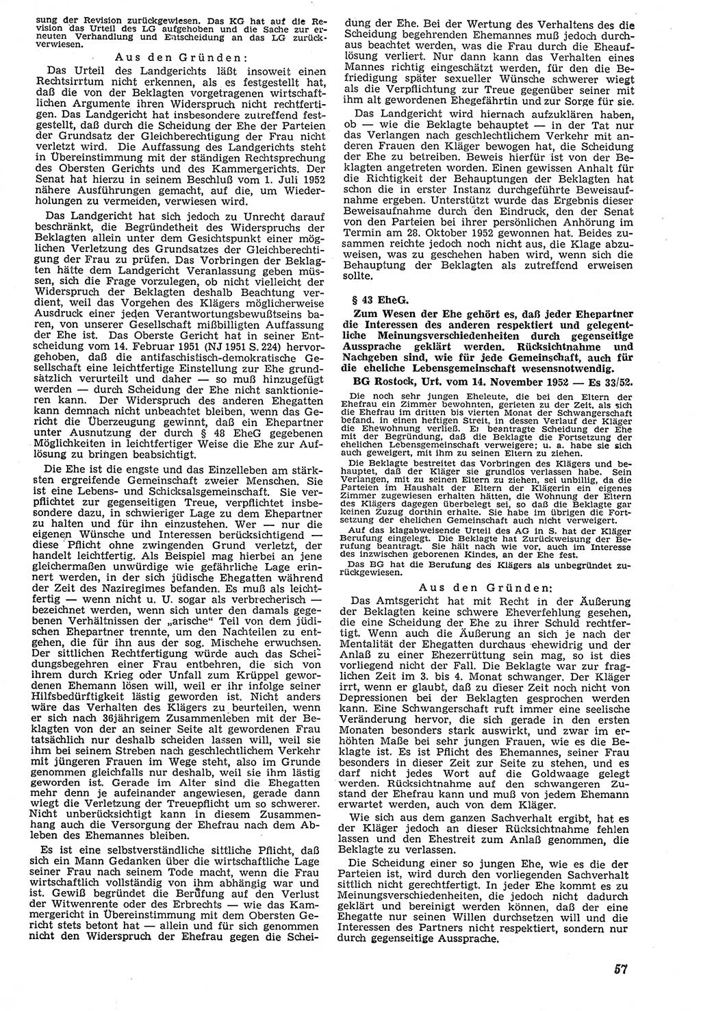 Neue Justiz (NJ), Zeitschrift für Recht und Rechtswissenschaft [Deutsche Demokratische Republik (DDR)], 7. Jahrgang 1953, Seite 57 (NJ DDR 1953, S. 57)