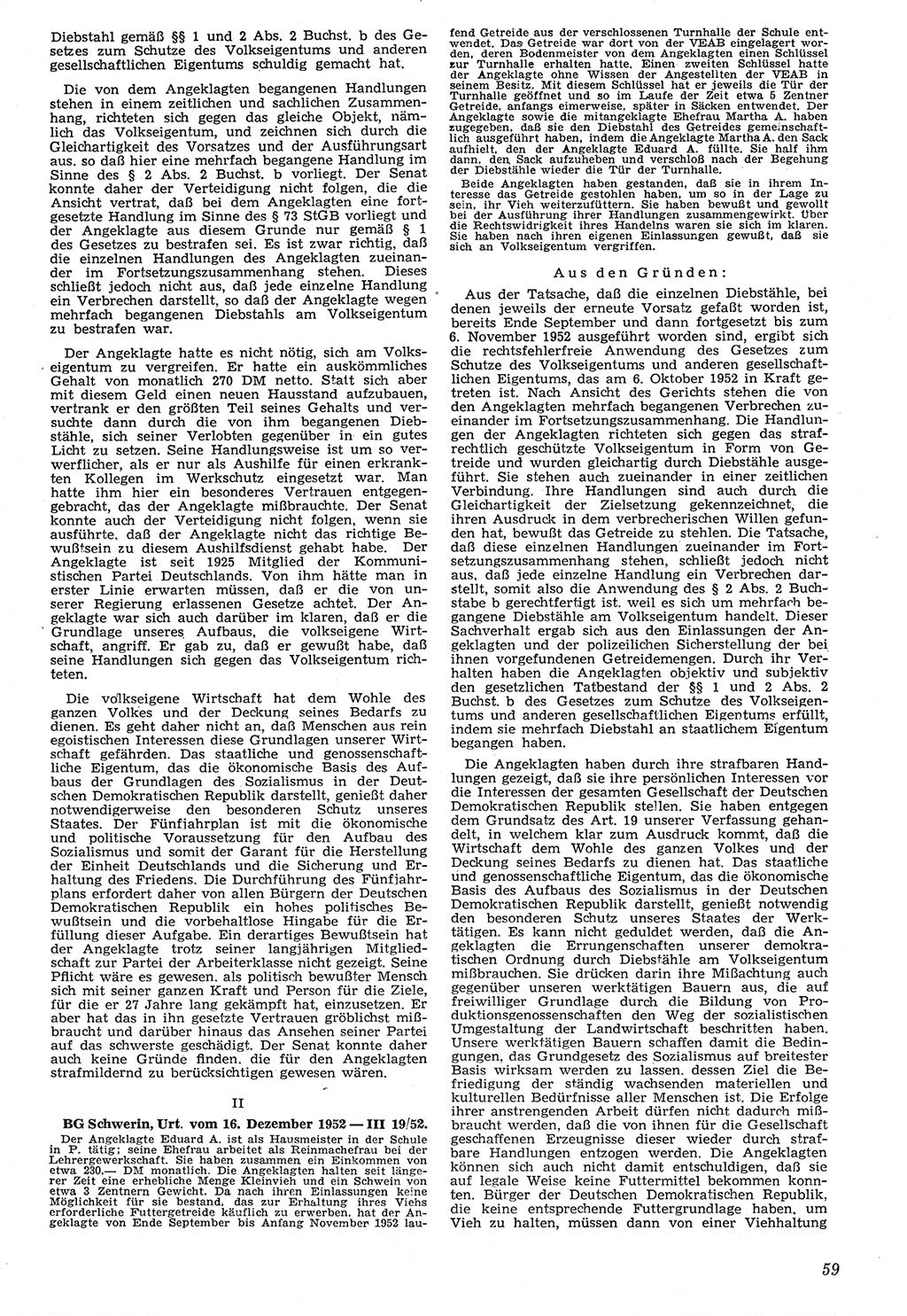 Neue Justiz (NJ), Zeitschrift für Recht und Rechtswissenschaft [Deutsche Demokratische Republik (DDR)], 7. Jahrgang 1953, Seite 59 (NJ DDR 1953, S. 59)