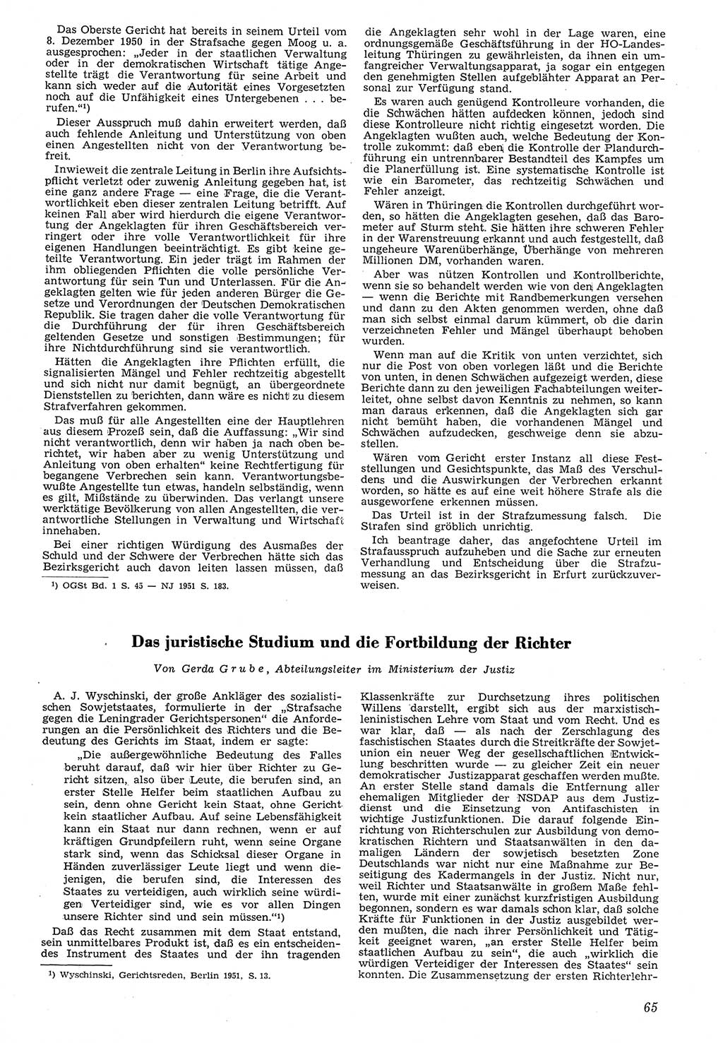 Neue Justiz (NJ), Zeitschrift für Recht und Rechtswissenschaft [Deutsche Demokratische Republik (DDR)], 7. Jahrgang 1953, Seite 65 (NJ DDR 1953, S. 65)