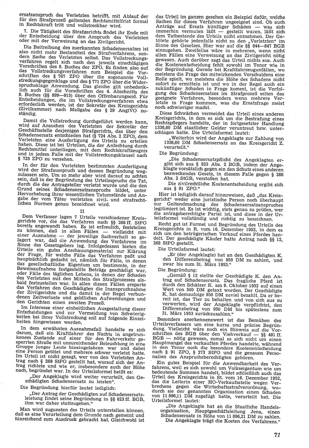 Neue Justiz (NJ), Zeitschrift für Recht und Rechtswissenschaft [Deutsche Demokratische Republik (DDR)], 7. Jahrgang 1953, Seite 71 (NJ DDR 1953, S. 71)