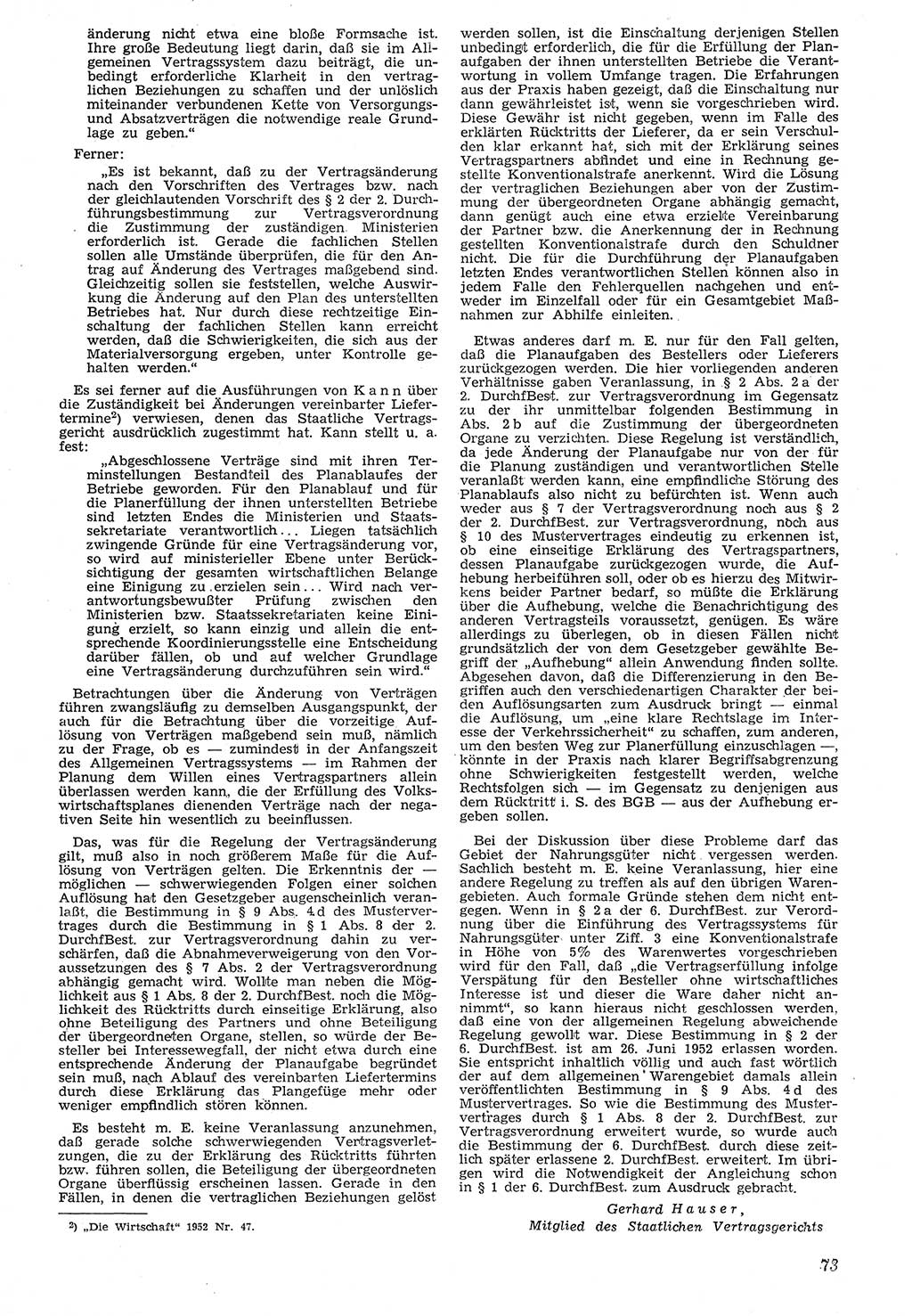 Neue Justiz (NJ), Zeitschrift für Recht und Rechtswissenschaft [Deutsche Demokratische Republik (DDR)], 7. Jahrgang 1953, Seite 73 (NJ DDR 1953, S. 73)
