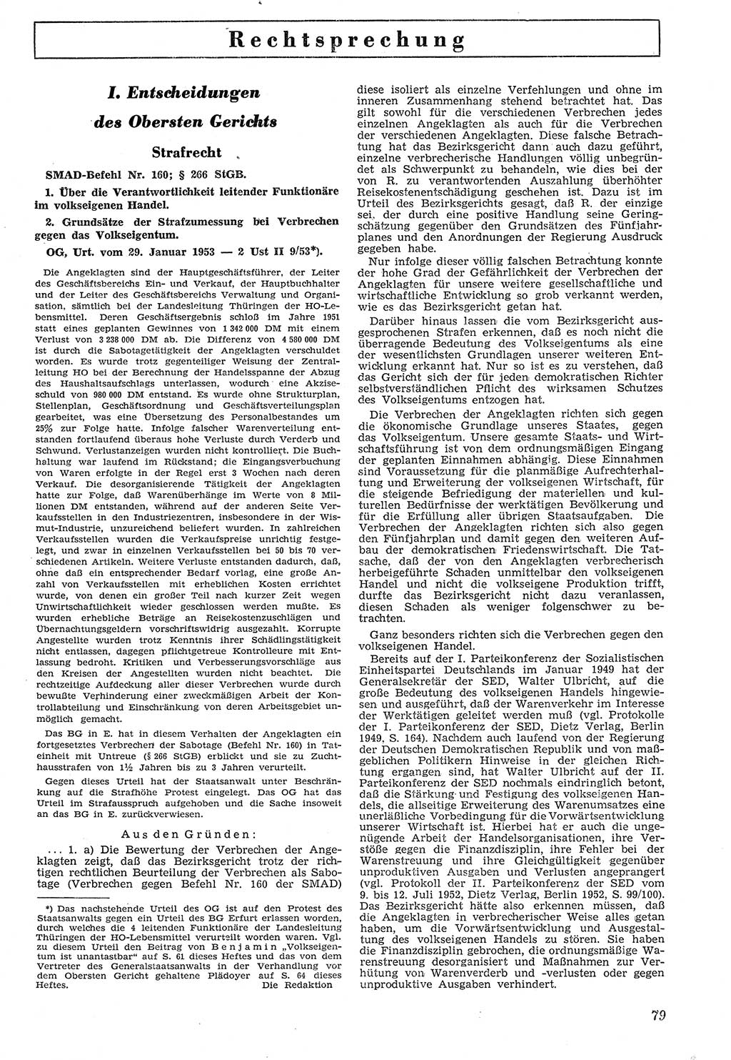 Neue Justiz (NJ), Zeitschrift für Recht und Rechtswissenschaft [Deutsche Demokratische Republik (DDR)], 7. Jahrgang 1953, Seite 79 (NJ DDR 1953, S. 79)