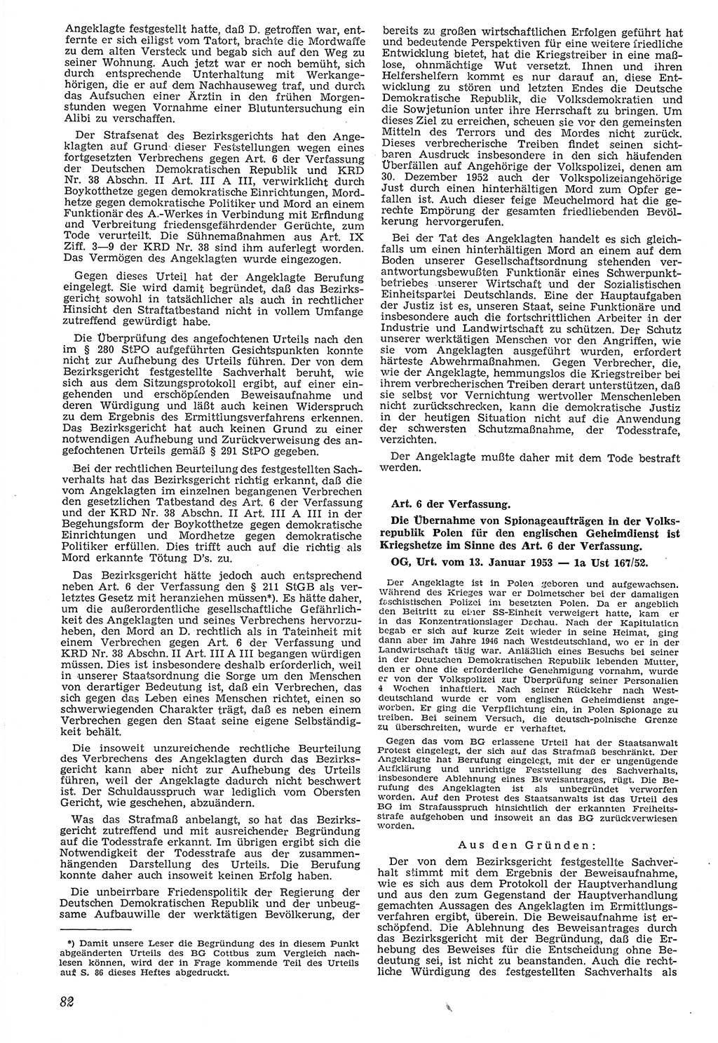 Neue Justiz (NJ), Zeitschrift für Recht und Rechtswissenschaft [Deutsche Demokratische Republik (DDR)], 7. Jahrgang 1953, Seite 82 (NJ DDR 1953, S. 82)