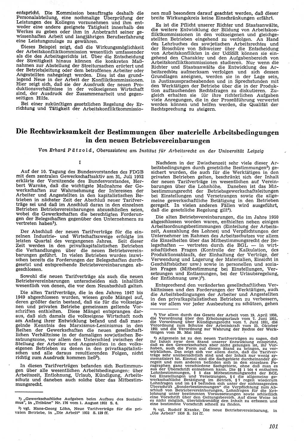 Neue Justiz (NJ), Zeitschrift für Recht und Rechtswissenschaft [Deutsche Demokratische Republik (DDR)], 7. Jahrgang 1953, Seite 101 (NJ DDR 1953, S. 101)