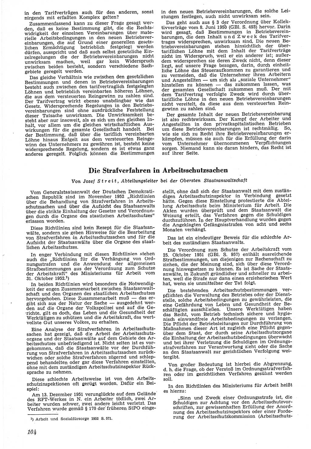 Neue Justiz (NJ), Zeitschrift für Recht und Rechtswissenschaft [Deutsche Demokratische Republik (DDR)], 7. Jahrgang 1953, Seite 104 (NJ DDR 1953, S. 104)