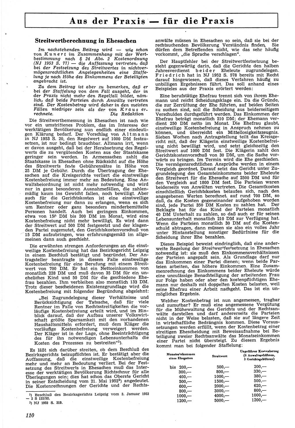 Neue Justiz (NJ), Zeitschrift für Recht und Rechtswissenschaft [Deutsche Demokratische Republik (DDR)], 7. Jahrgang 1953, Seite 110 (NJ DDR 1953, S. 110)