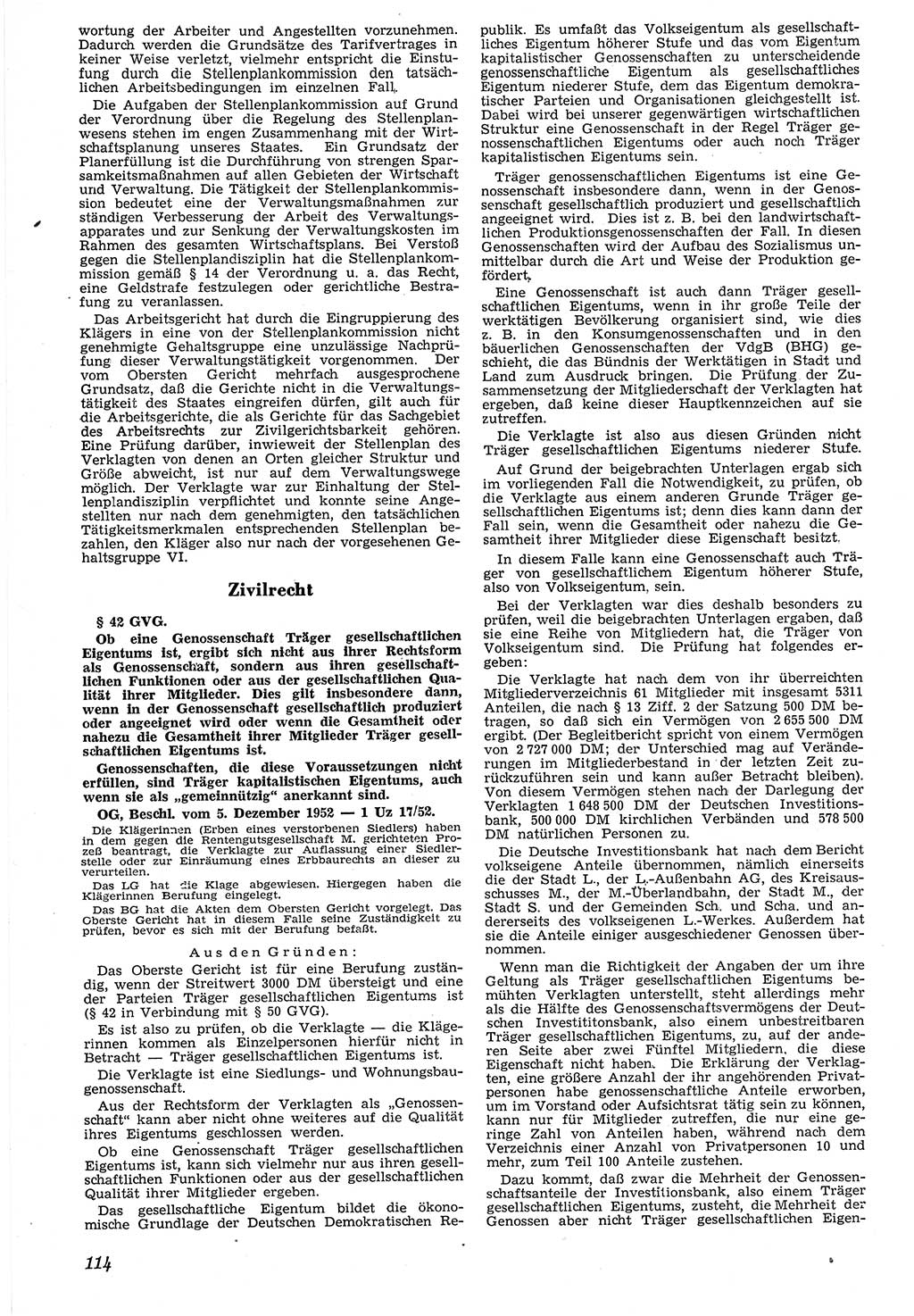 Neue Justiz (NJ), Zeitschrift für Recht und Rechtswissenschaft [Deutsche Demokratische Republik (DDR)], 7. Jahrgang 1953, Seite 114 (NJ DDR 1953, S. 114)