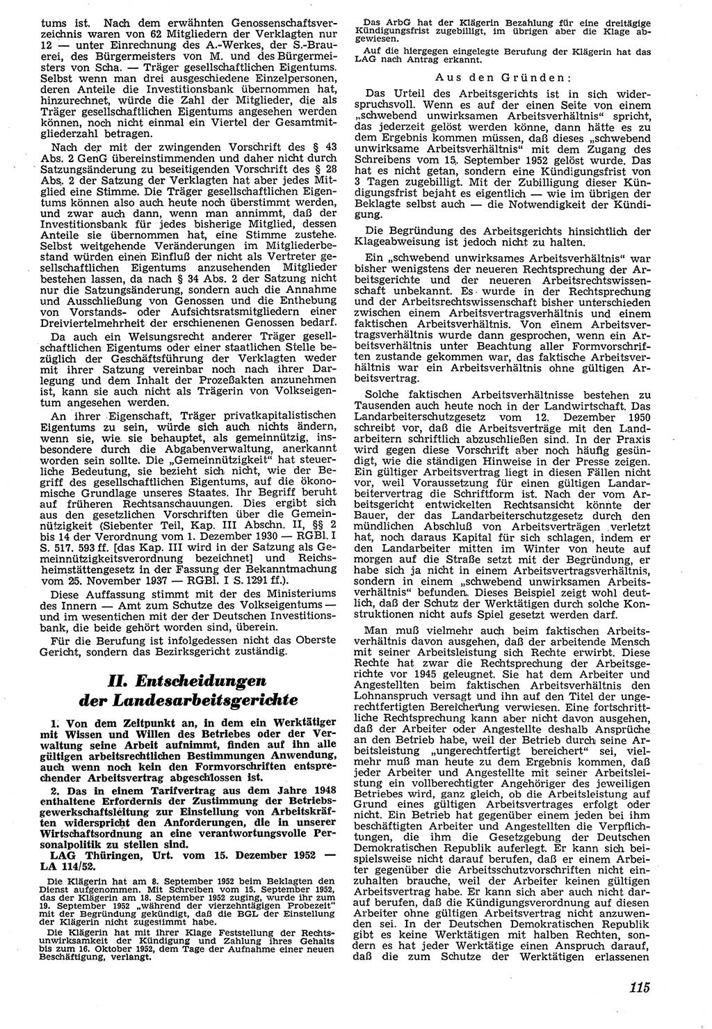 Neue Justiz (NJ), Zeitschrift für Recht und Rechtswissenschaft [Deutsche Demokratische Republik (DDR)], 7. Jahrgang 1953, Seite 115 (NJ DDR 1953, S. 115)