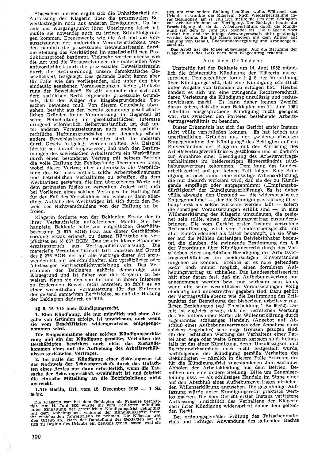 Neue Justiz (NJ), Zeitschrift für Recht und Rechtswissenschaft [Deutsche Demokratische Republik (DDR)], 7. Jahrgang 1953, Seite 120 (NJ DDR 1953, S. 120)