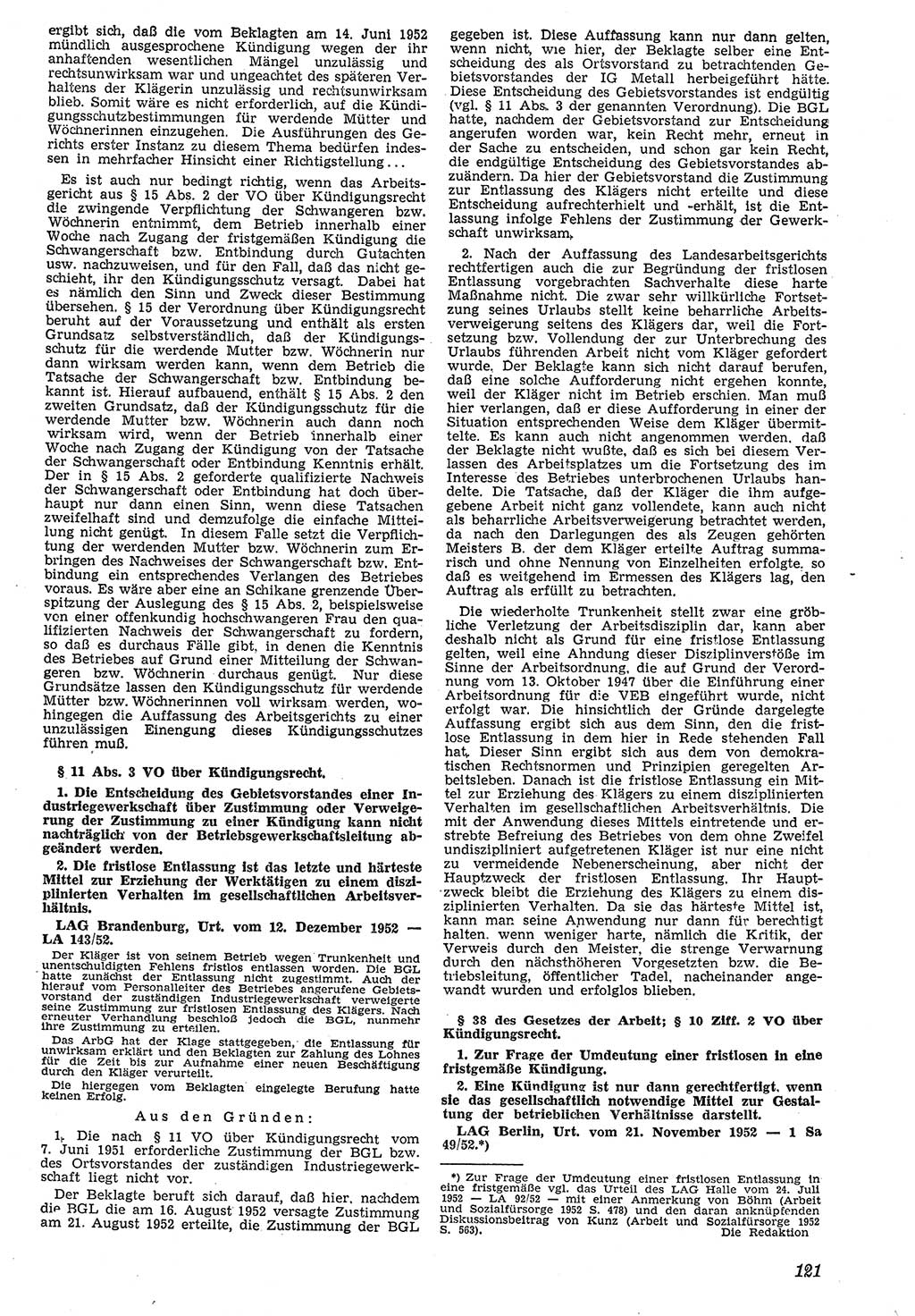 Neue Justiz (NJ), Zeitschrift für Recht und Rechtswissenschaft [Deutsche Demokratische Republik (DDR)], 7. Jahrgang 1953, Seite 121 (NJ DDR 1953, S. 121)