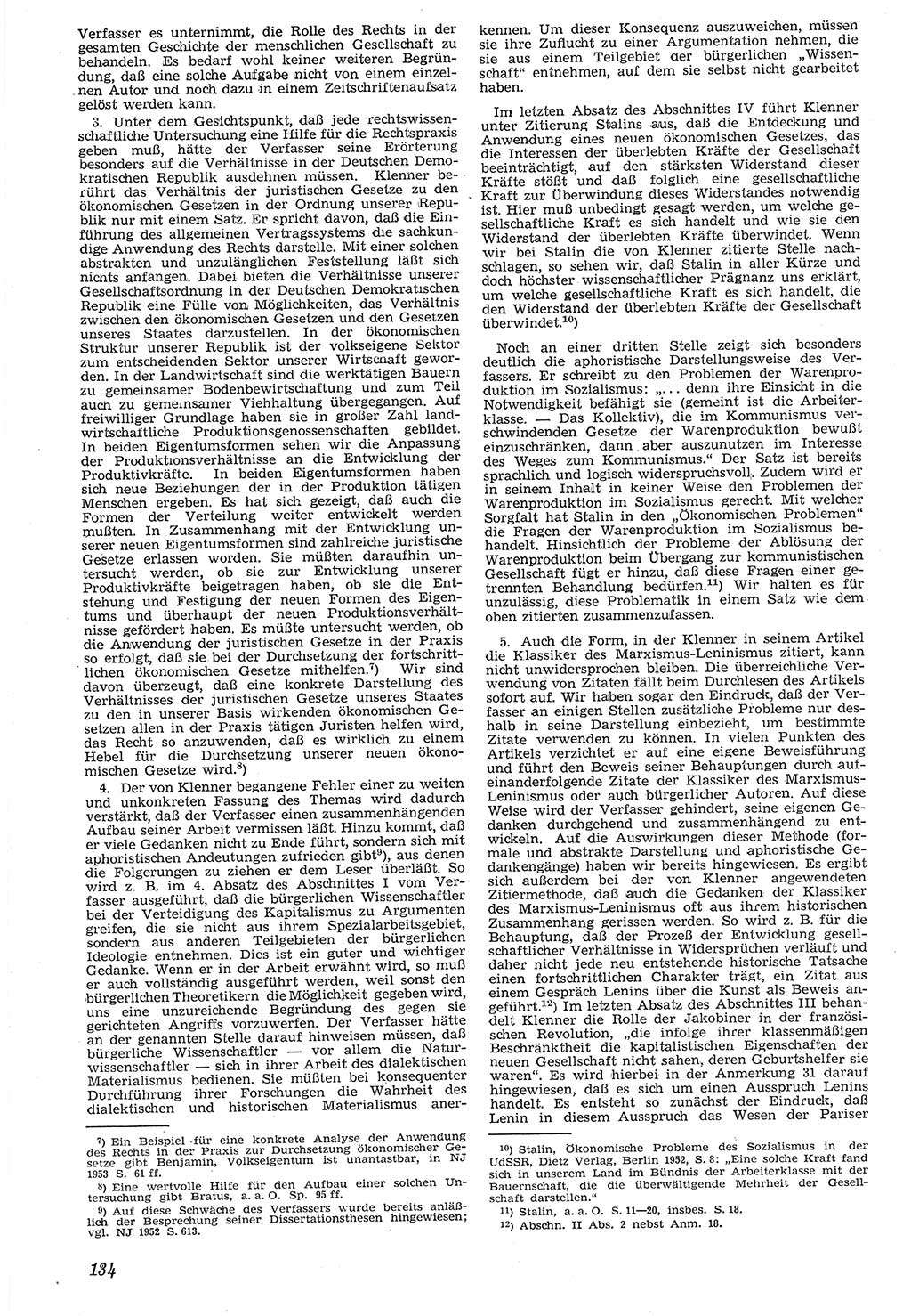 Neue Justiz (NJ), Zeitschrift für Recht und Rechtswissenschaft [Deutsche Demokratische Republik (DDR)], 7. Jahrgang 1953, Seite 134 (NJ DDR 1953, S. 134)