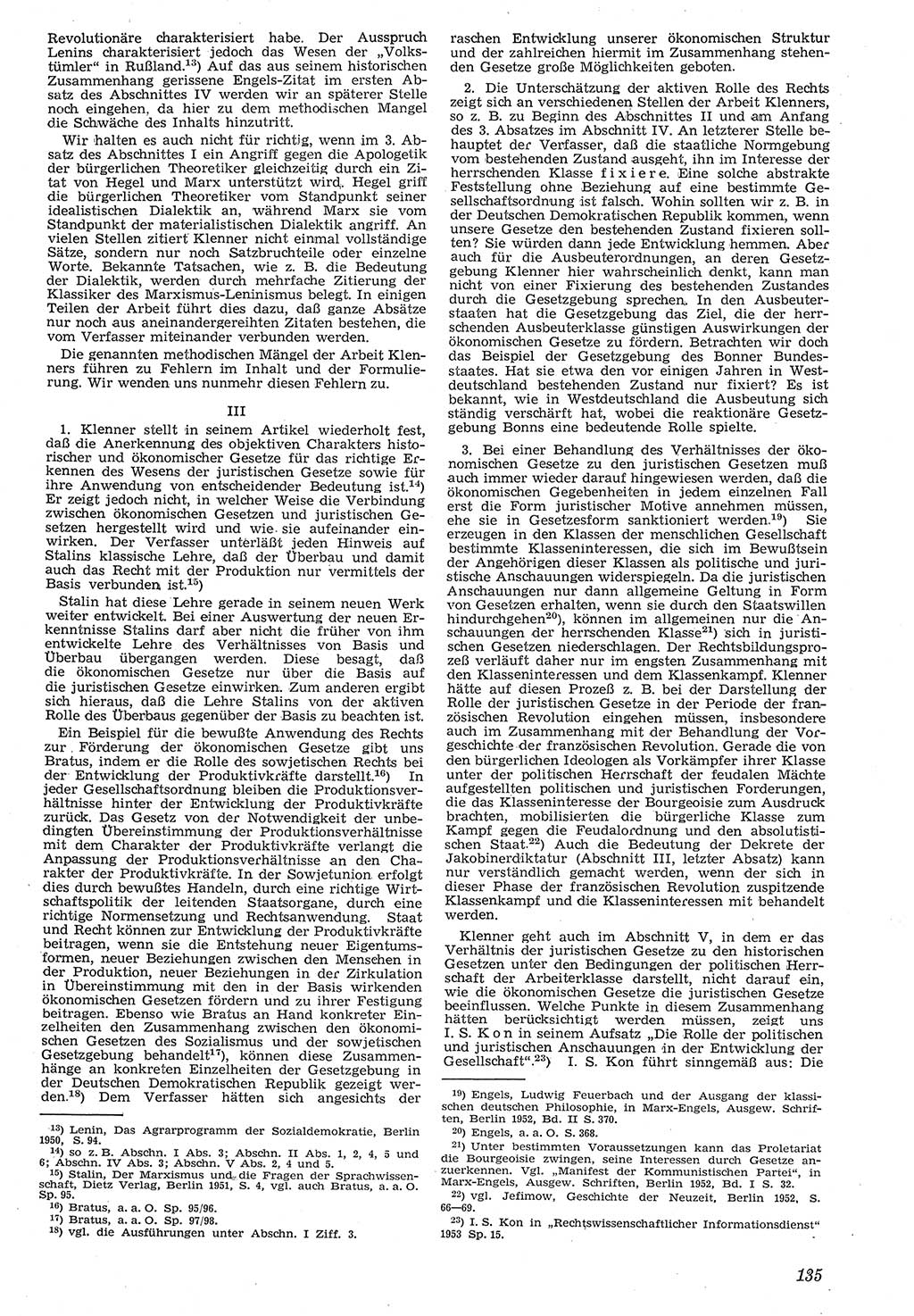 Neue Justiz (NJ), Zeitschrift für Recht und Rechtswissenschaft [Deutsche Demokratische Republik (DDR)], 7. Jahrgang 1953, Seite 135 (NJ DDR 1953, S. 135)