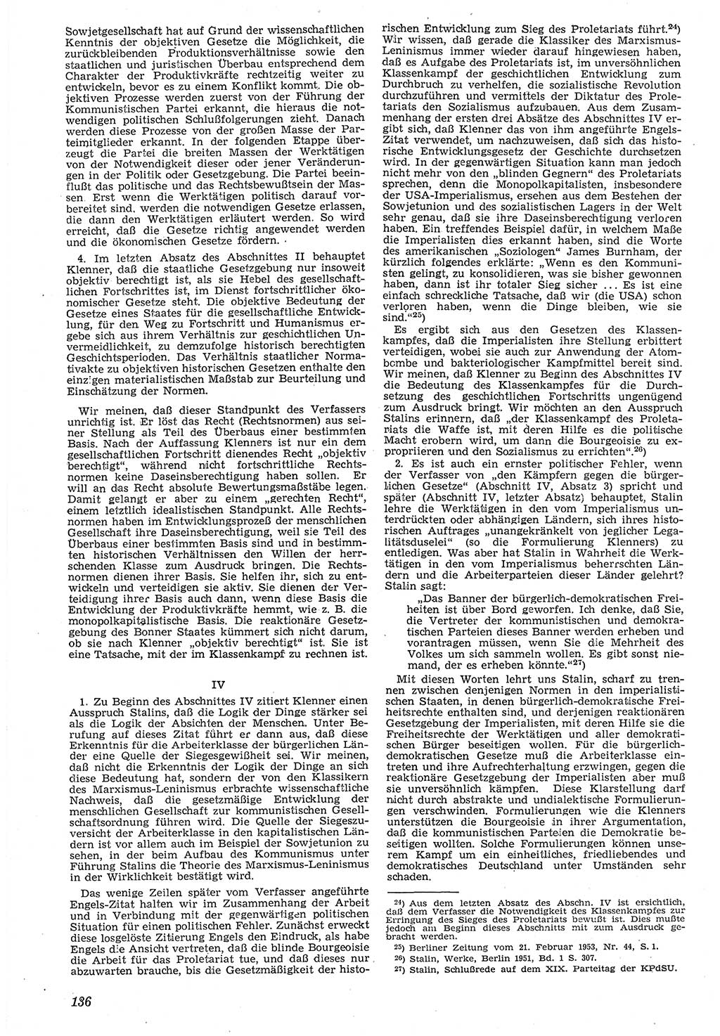 Neue Justiz (NJ), Zeitschrift für Recht und Rechtswissenschaft [Deutsche Demokratische Republik (DDR)], 7. Jahrgang 1953, Seite 136 (NJ DDR 1953, S. 136)