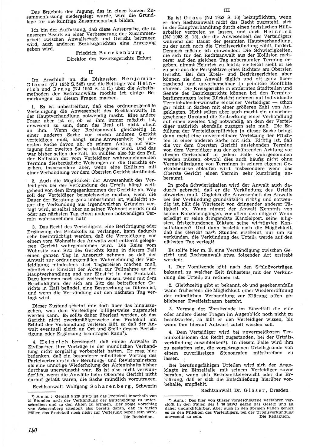 Neue Justiz (NJ), Zeitschrift für Recht und Rechtswissenschaft [Deutsche Demokratische Republik (DDR)], 7. Jahrgang 1953, Seite 140 (NJ DDR 1953, S. 140)