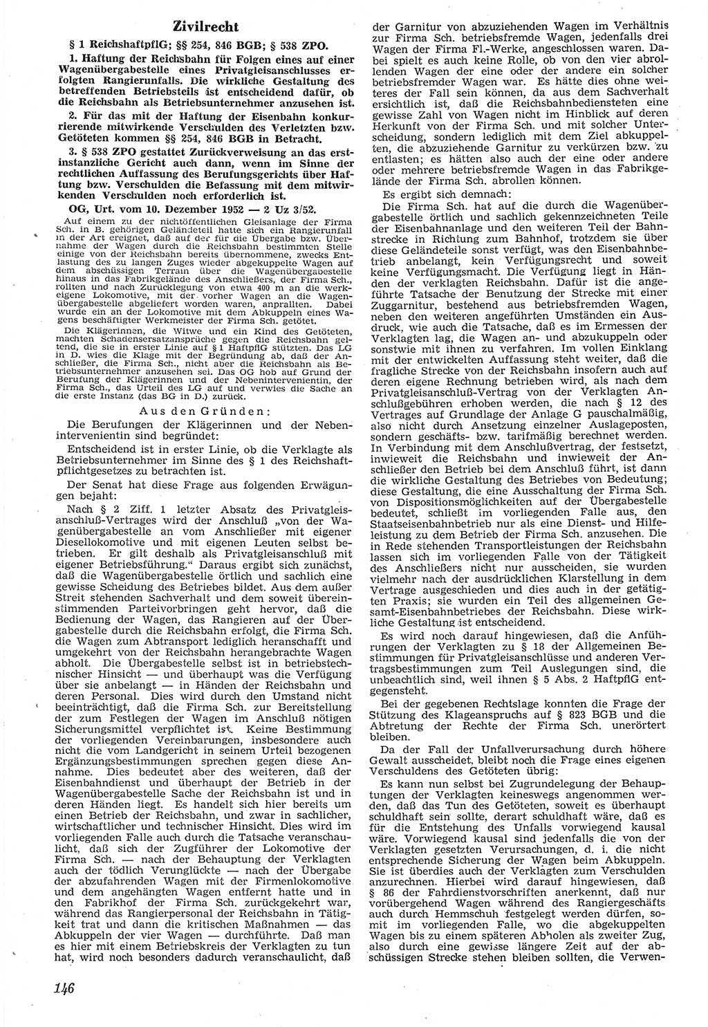Neue Justiz (NJ), Zeitschrift für Recht und Rechtswissenschaft [Deutsche Demokratische Republik (DDR)], 7. Jahrgang 1953, Seite 146 (NJ DDR 1953, S. 146)