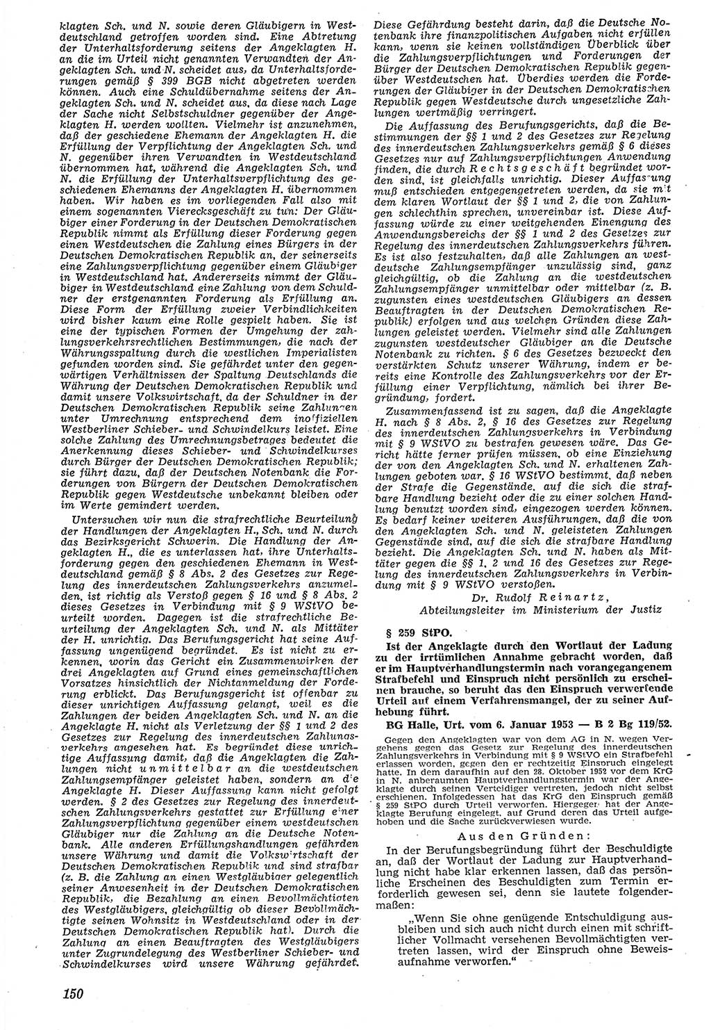 Neue Justiz (NJ), Zeitschrift für Recht und Rechtswissenschaft [Deutsche Demokratische Republik (DDR)], 7. Jahrgang 1953, Seite 150 (NJ DDR 1953, S. 150)