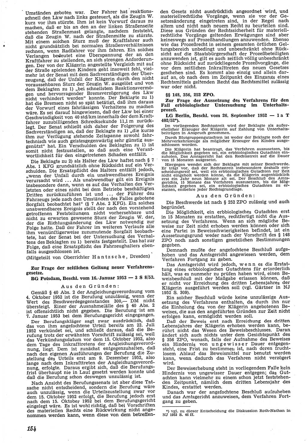 Neue Justiz (NJ), Zeitschrift für Recht und Rechtswissenschaft [Deutsche Demokratische Republik (DDR)], 7. Jahrgang 1953, Seite 154 (NJ DDR 1953, S. 154)