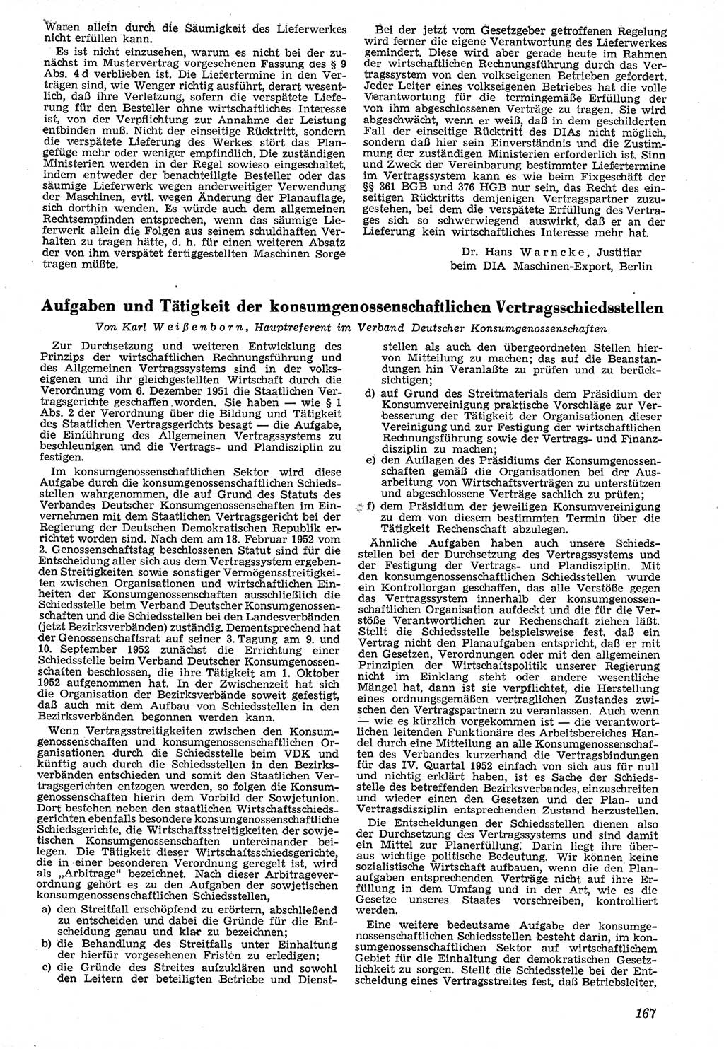 Neue Justiz (NJ), Zeitschrift für Recht und Rechtswissenschaft [Deutsche Demokratische Republik (DDR)], 7. Jahrgang 1953, Seite 167 (NJ DDR 1953, S. 167)