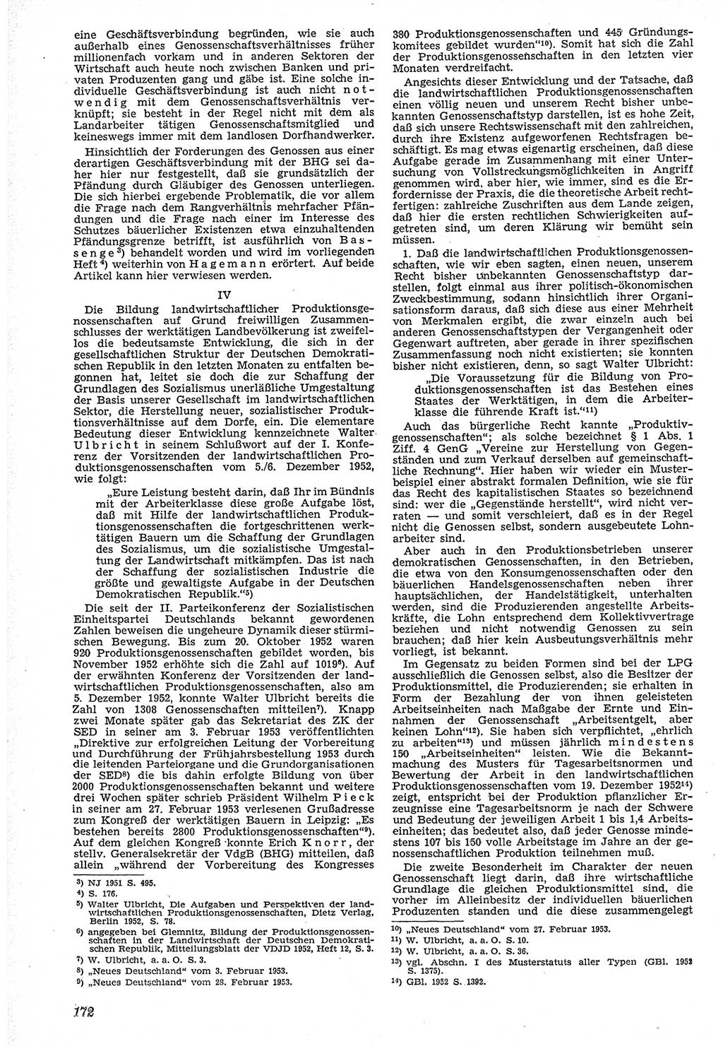 Neue Justiz (NJ), Zeitschrift für Recht und Rechtswissenschaft [Deutsche Demokratische Republik (DDR)], 7. Jahrgang 1953, Seite 172 (NJ DDR 1953, S. 172)