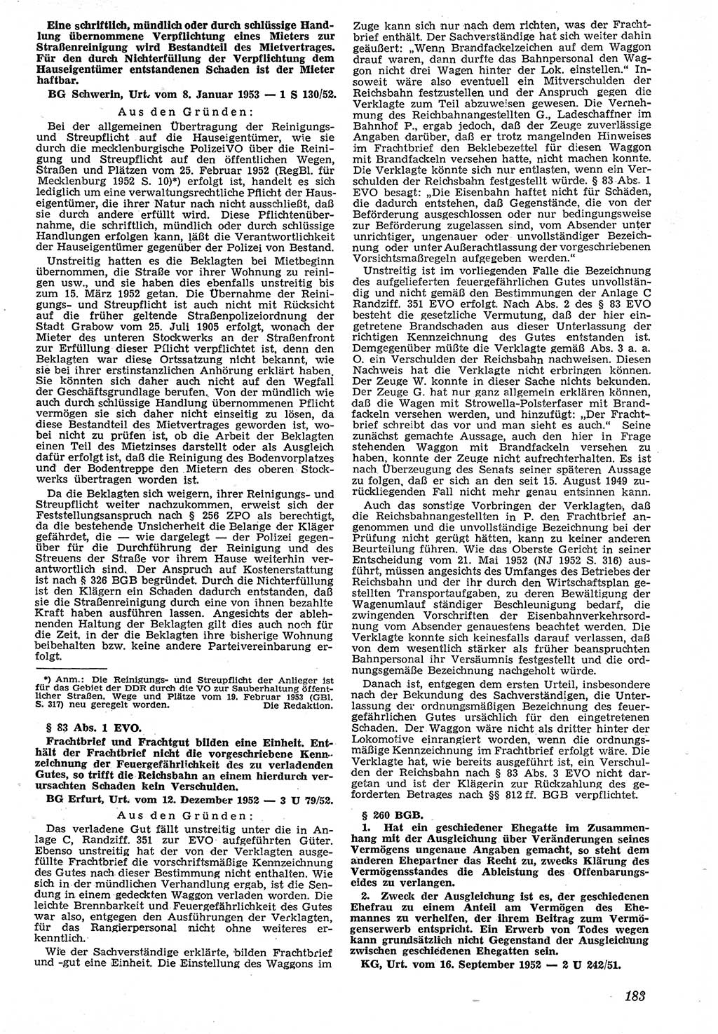 Neue Justiz (NJ), Zeitschrift für Recht und Rechtswissenschaft [Deutsche Demokratische Republik (DDR)], 7. Jahrgang 1953, Seite 183 (NJ DDR 1953, S. 183)