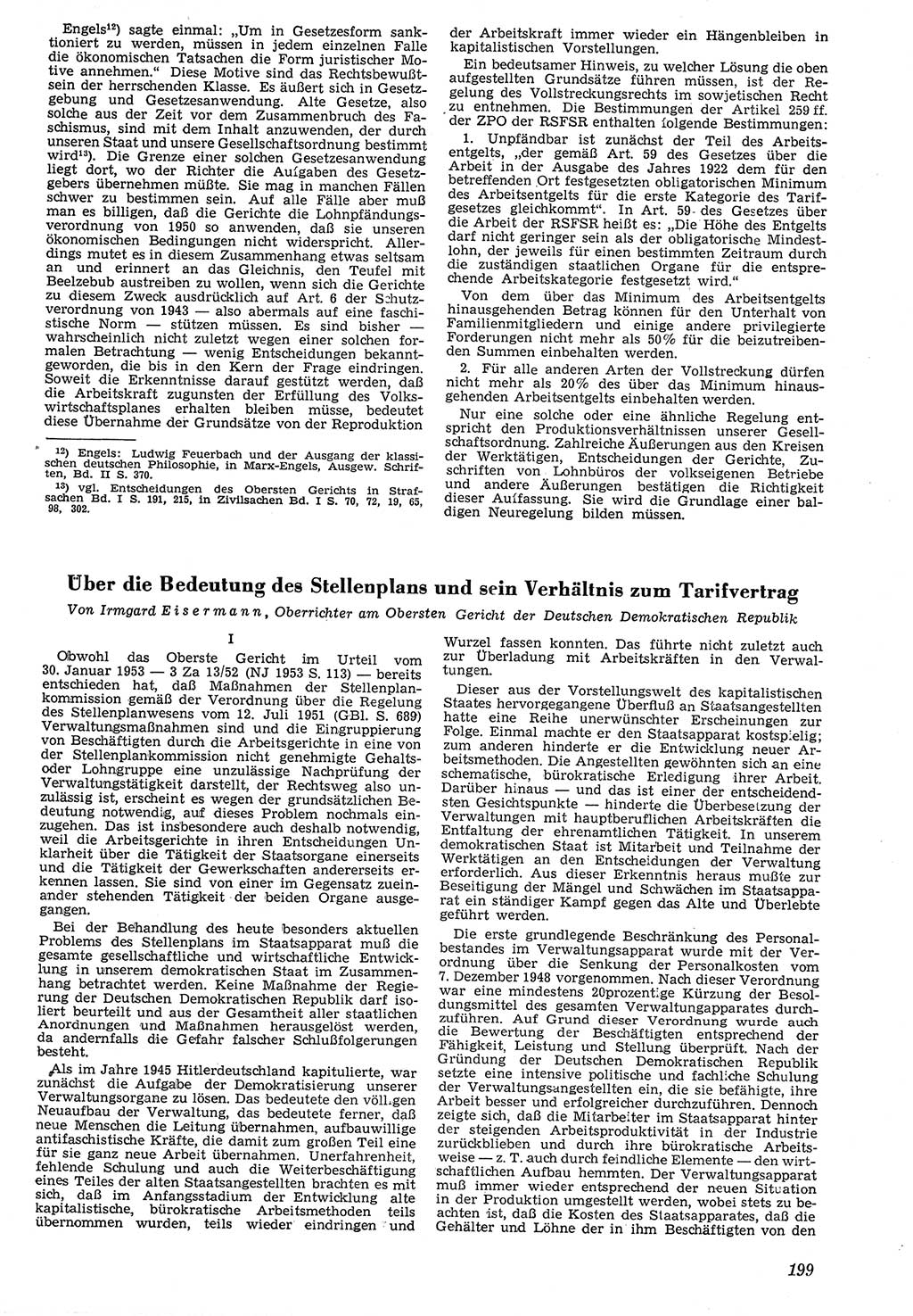 Neue Justiz (NJ), Zeitschrift für Recht und Rechtswissenschaft [Deutsche Demokratische Republik (DDR)], 7. Jahrgang 1953, Seite 199 (NJ DDR 1953, S. 199)