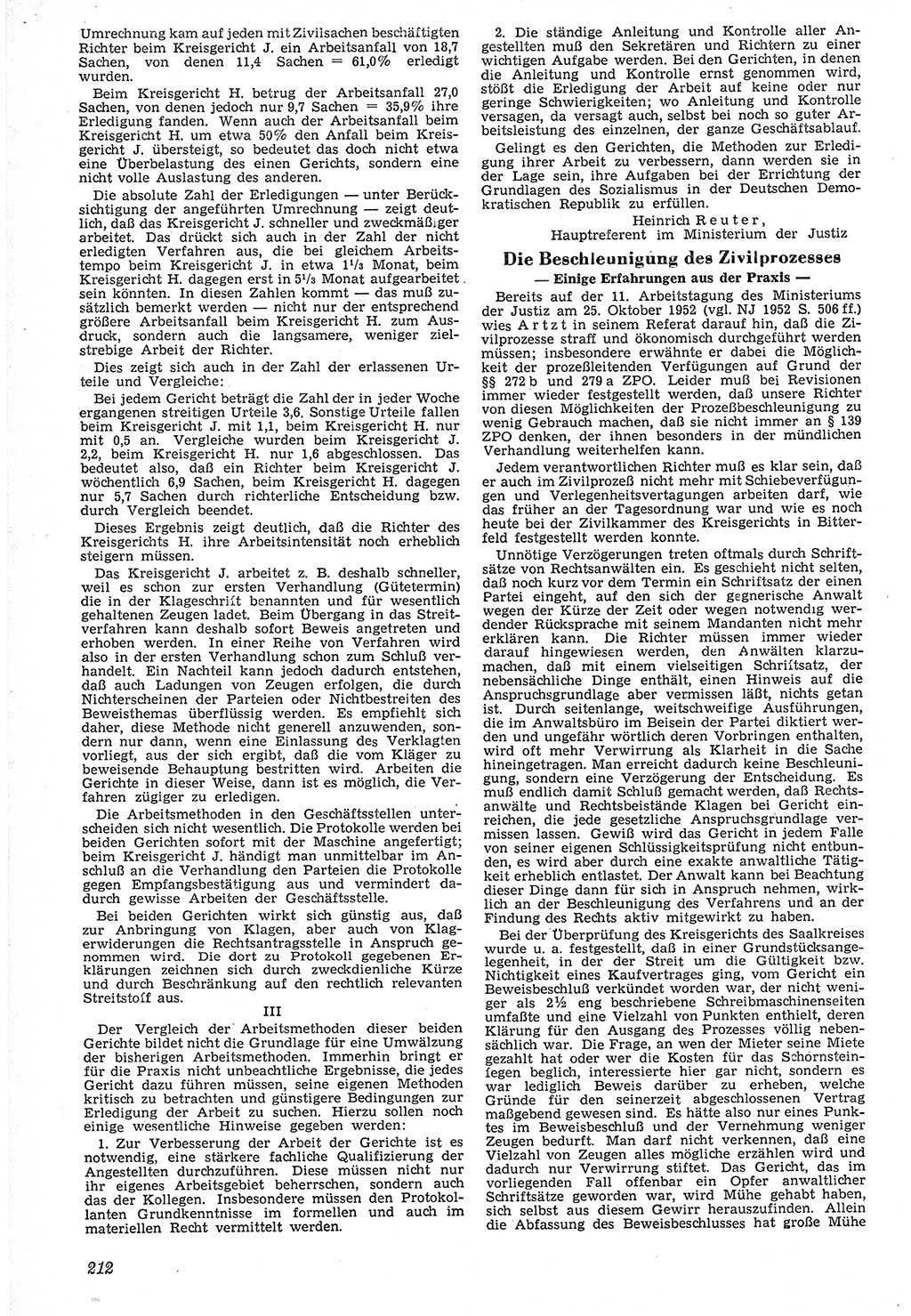 Neue Justiz (NJ), Zeitschrift für Recht und Rechtswissenschaft [Deutsche Demokratische Republik (DDR)], 7. Jahrgang 1953, Seite 212 (NJ DDR 1953, S. 212)