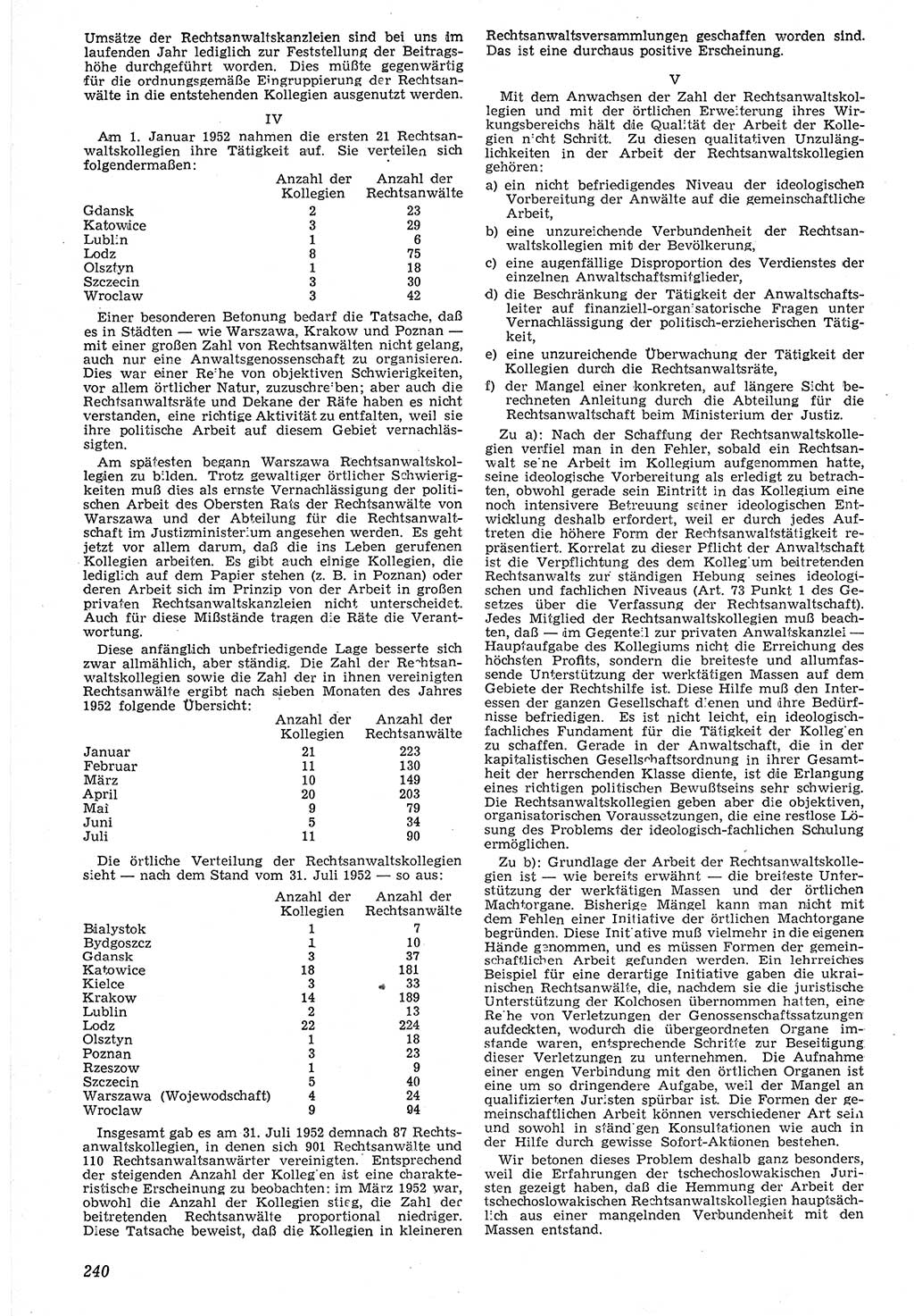 Neue Justiz (NJ), Zeitschrift für Recht und Rechtswissenschaft [Deutsche Demokratische Republik (DDR)], 7. Jahrgang 1953, Seite 240 (NJ DDR 1953, S. 240)