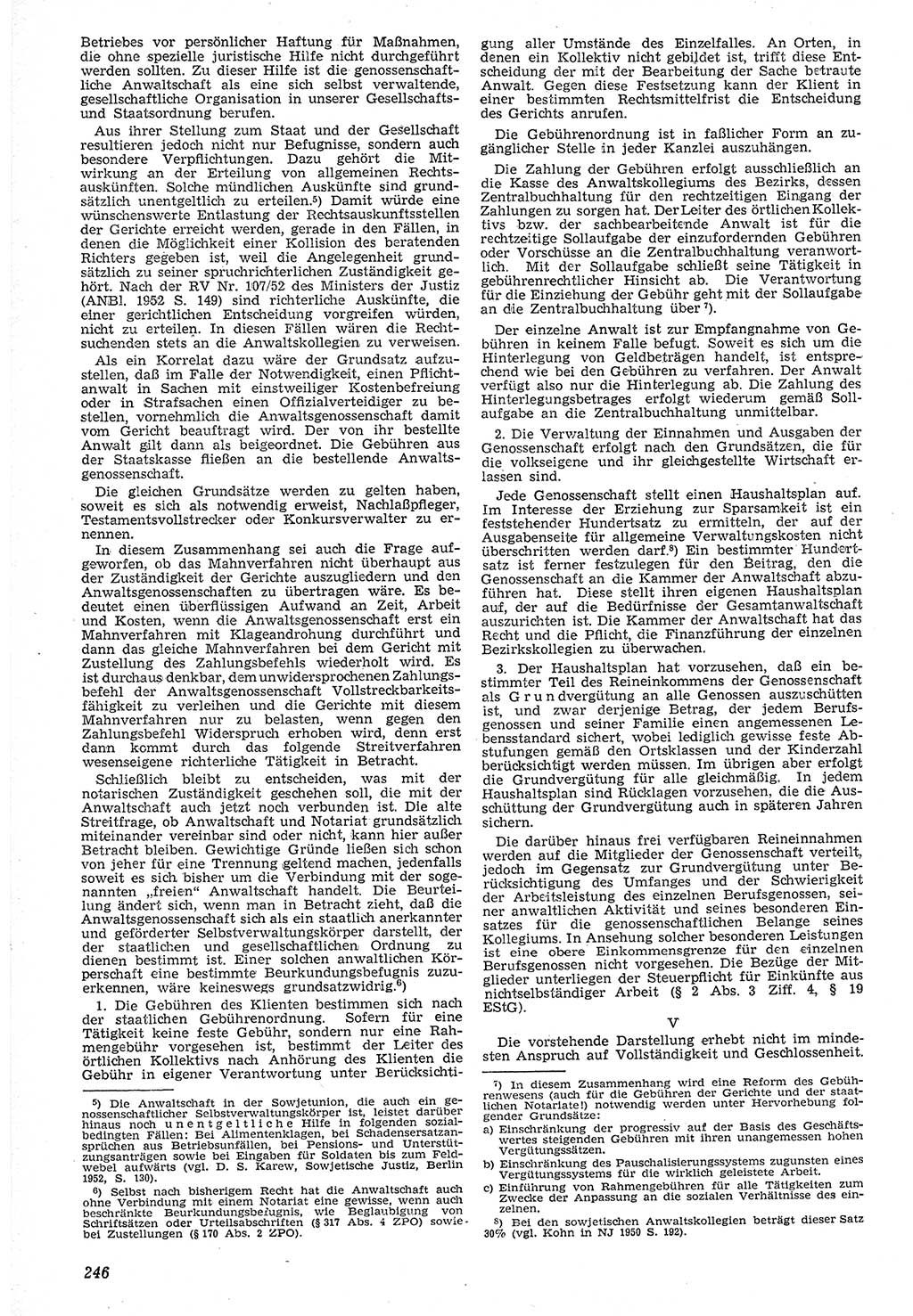 Neue Justiz (NJ), Zeitschrift für Recht und Rechtswissenschaft [Deutsche Demokratische Republik (DDR)], 7. Jahrgang 1953, Seite 246 (NJ DDR 1953, S. 246)