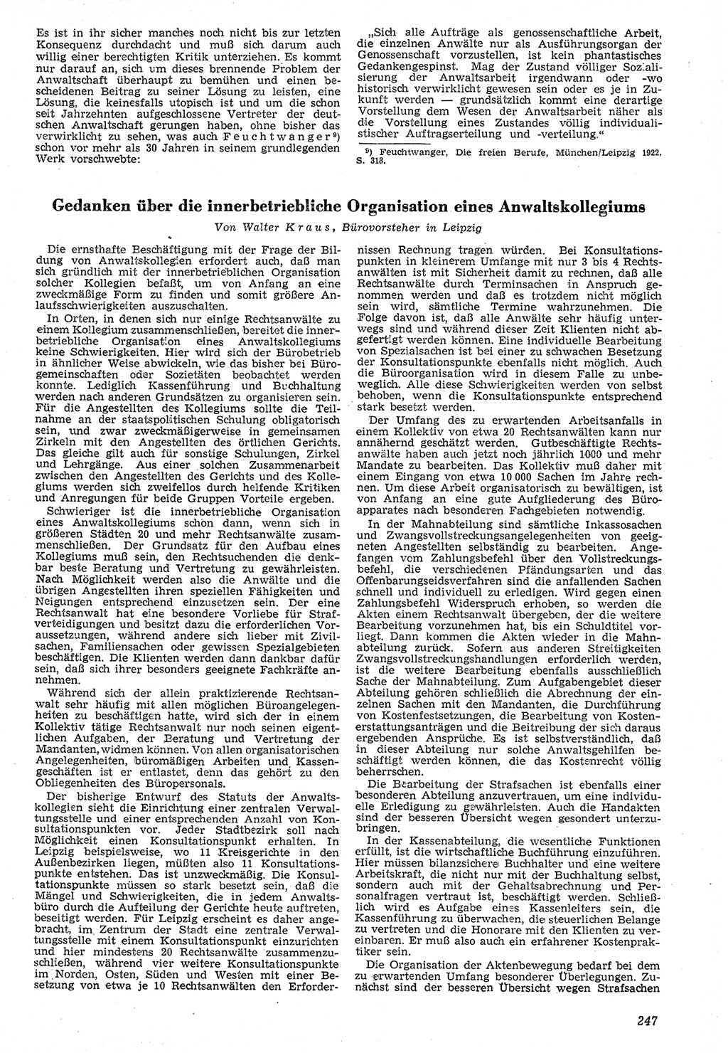 Neue Justiz (NJ), Zeitschrift für Recht und Rechtswissenschaft [Deutsche Demokratische Republik (DDR)], 7. Jahrgang 1953, Seite 247 (NJ DDR 1953, S. 247)