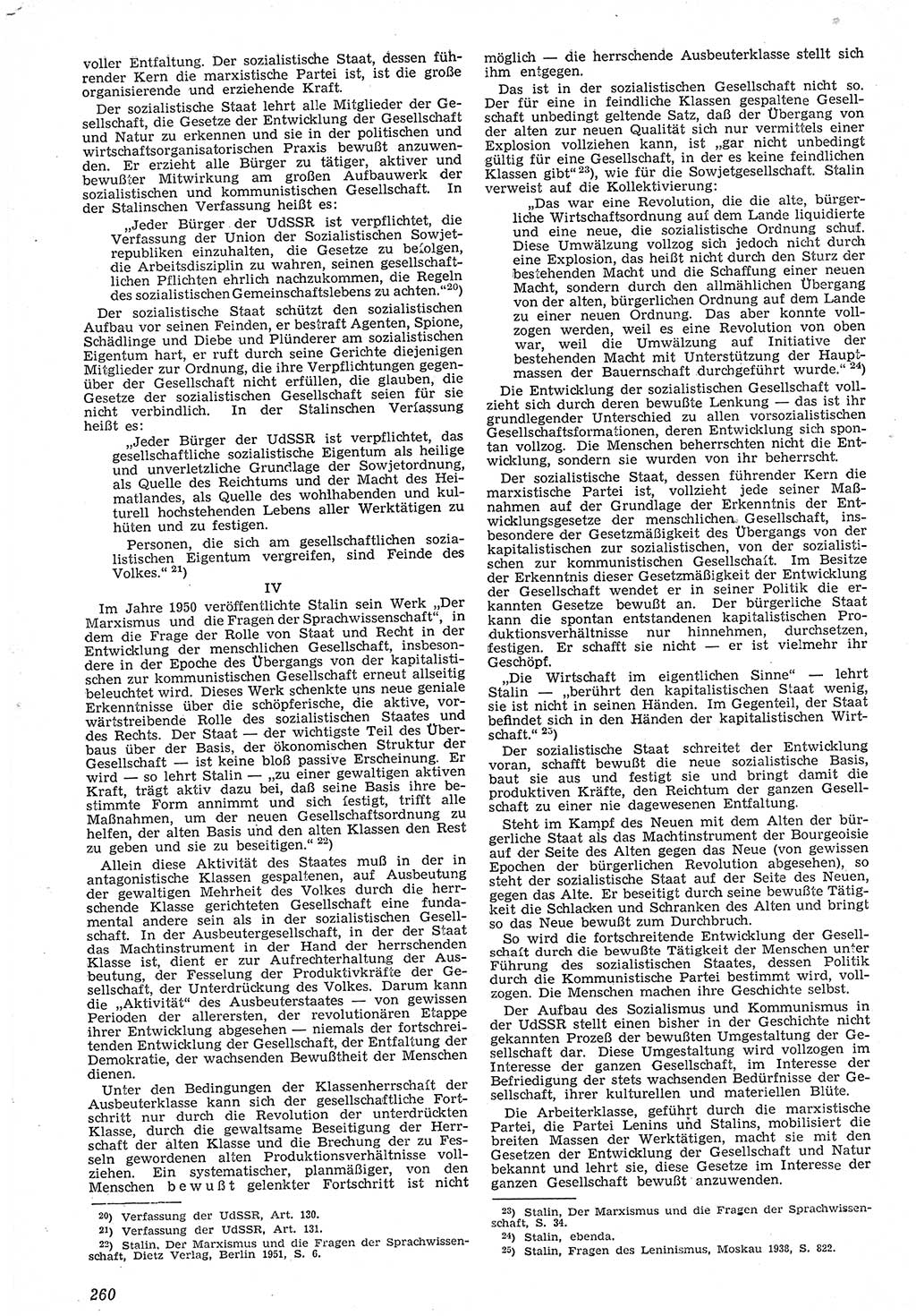 Neue Justiz (NJ), Zeitschrift für Recht und Rechtswissenschaft [Deutsche Demokratische Republik (DDR)], 7. Jahrgang 1953, Seite 260 (NJ DDR 1953, S. 260)