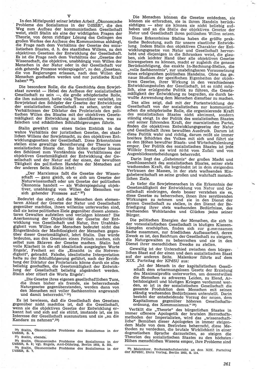 Neue Justiz (NJ), Zeitschrift für Recht und Rechtswissenschaft [Deutsche Demokratische Republik (DDR)], 7. Jahrgang 1953, Seite 261 (NJ DDR 1953, S. 261)