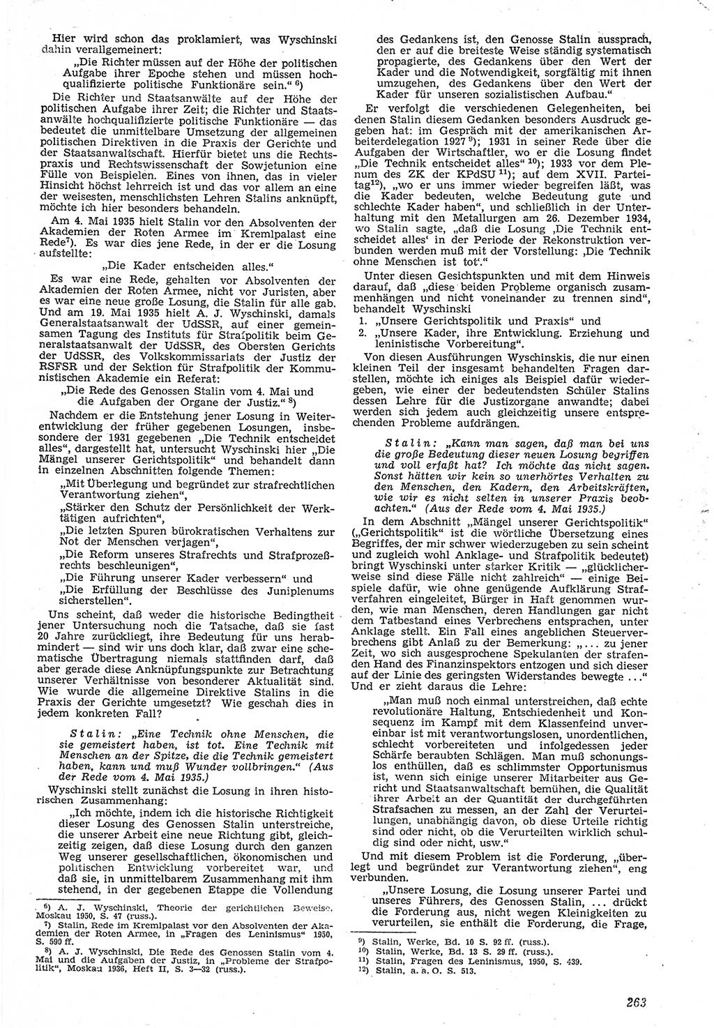 Neue Justiz (NJ), Zeitschrift für Recht und Rechtswissenschaft [Deutsche Demokratische Republik (DDR)], 7. Jahrgang 1953, Seite 263 (NJ DDR 1953, S. 263)