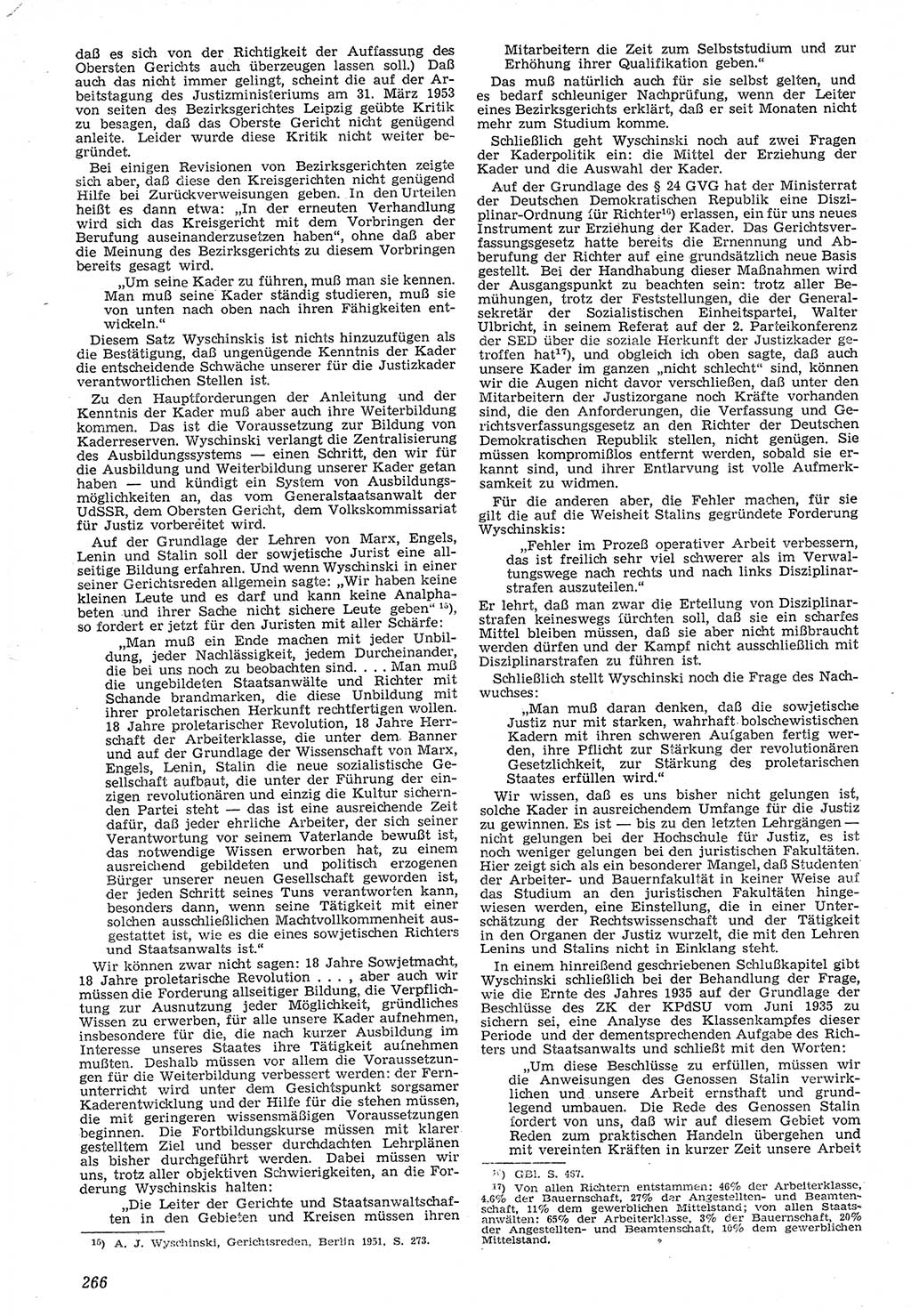 Neue Justiz (NJ), Zeitschrift für Recht und Rechtswissenschaft [Deutsche Demokratische Republik (DDR)], 7. Jahrgang 1953, Seite 266 (NJ DDR 1953, S. 266)