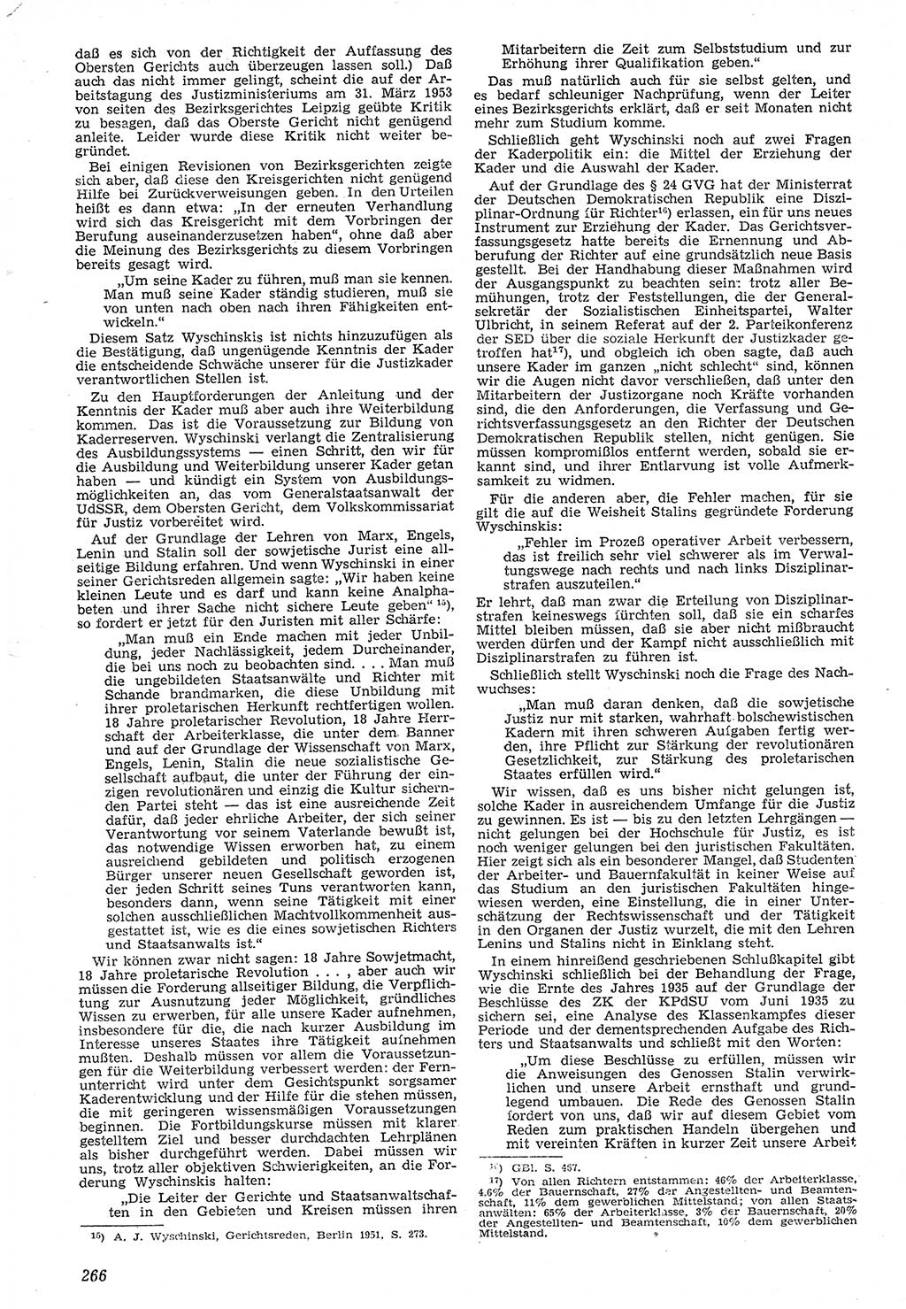 Neue Justiz (NJ), Zeitschrift für Recht und Rechtswissenschaft [Deutsche Demokratische Republik (DDR)], 7. Jahrgang 1953, Seite 266 (NJ DDR 1953, S. 266)