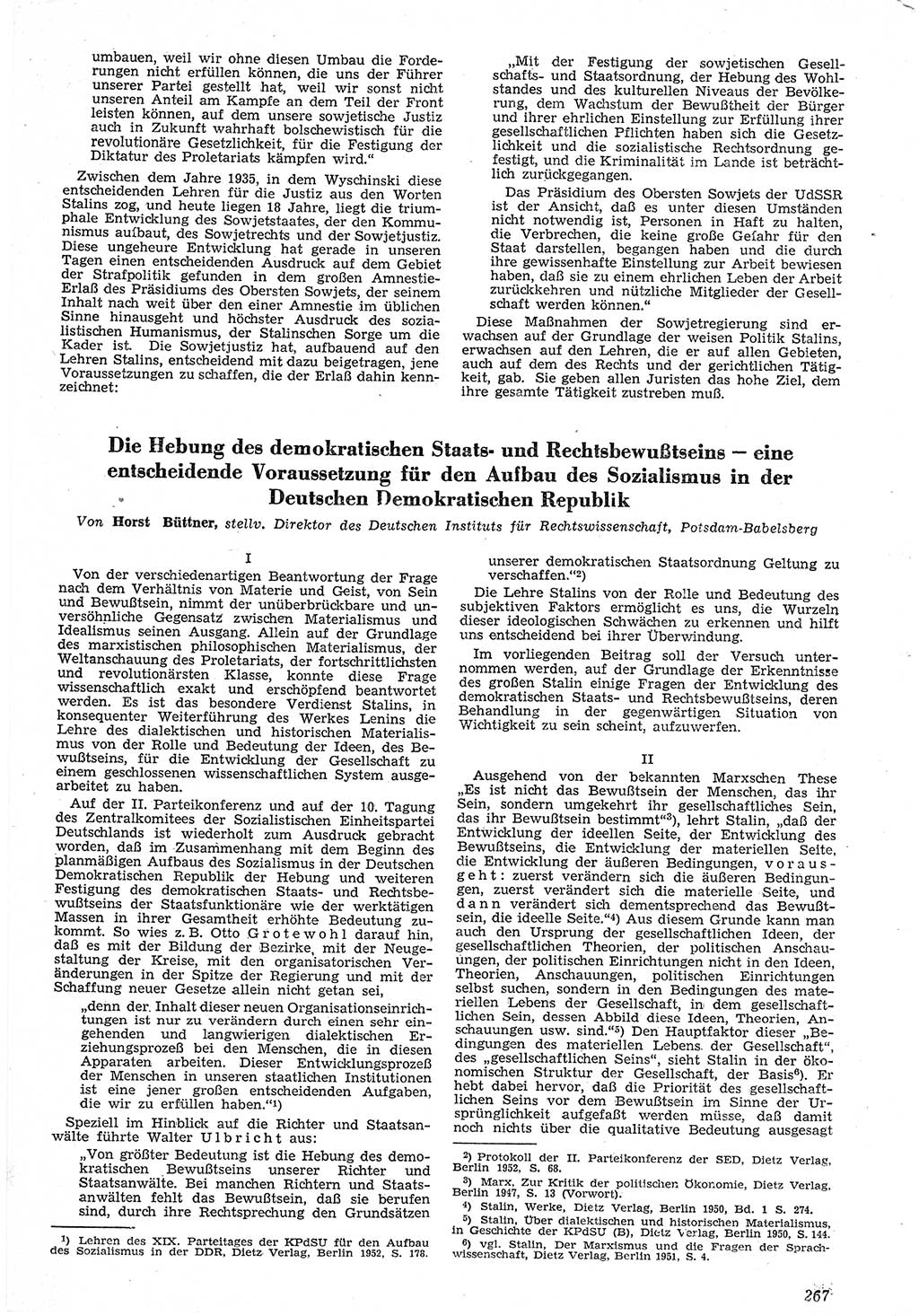 Neue Justiz (NJ), Zeitschrift für Recht und Rechtswissenschaft [Deutsche Demokratische Republik (DDR)], 7. Jahrgang 1953, Seite 267 (NJ DDR 1953, S. 267)