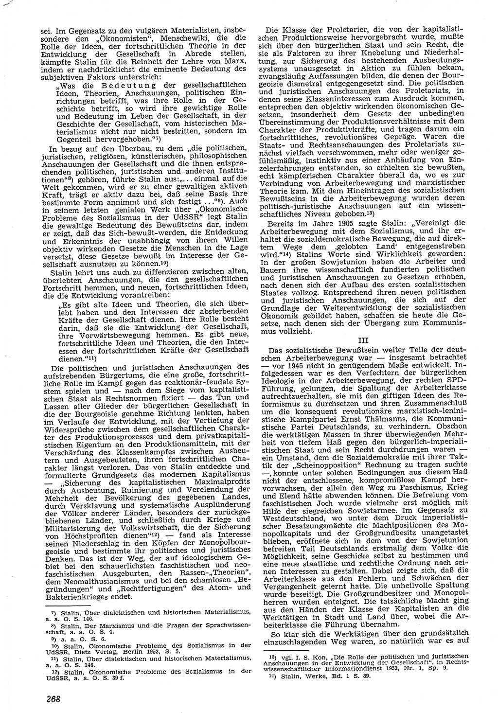 Neue Justiz (NJ), Zeitschrift für Recht und Rechtswissenschaft [Deutsche Demokratische Republik (DDR)], 7. Jahrgang 1953, Seite 268 (NJ DDR 1953, S. 268)