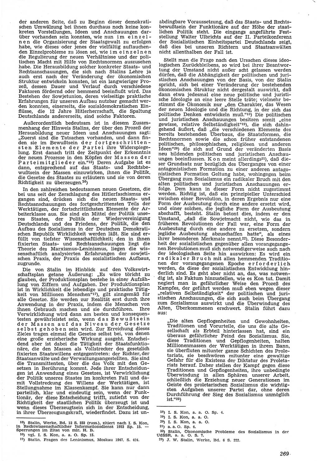 Neue Justiz (NJ), Zeitschrift für Recht und Rechtswissenschaft [Deutsche Demokratische Republik (DDR)], 7. Jahrgang 1953, Seite 269 (NJ DDR 1953, S. 269)